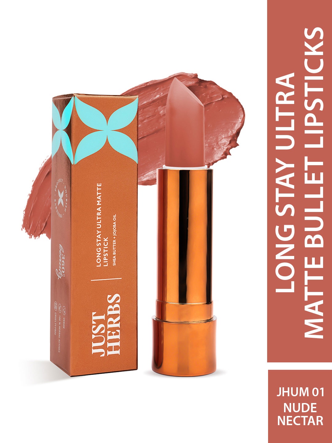 

Just Herbs Long Stay Ultra Matte Lipstick with Shea Butter 4g - Nude Nectar 11