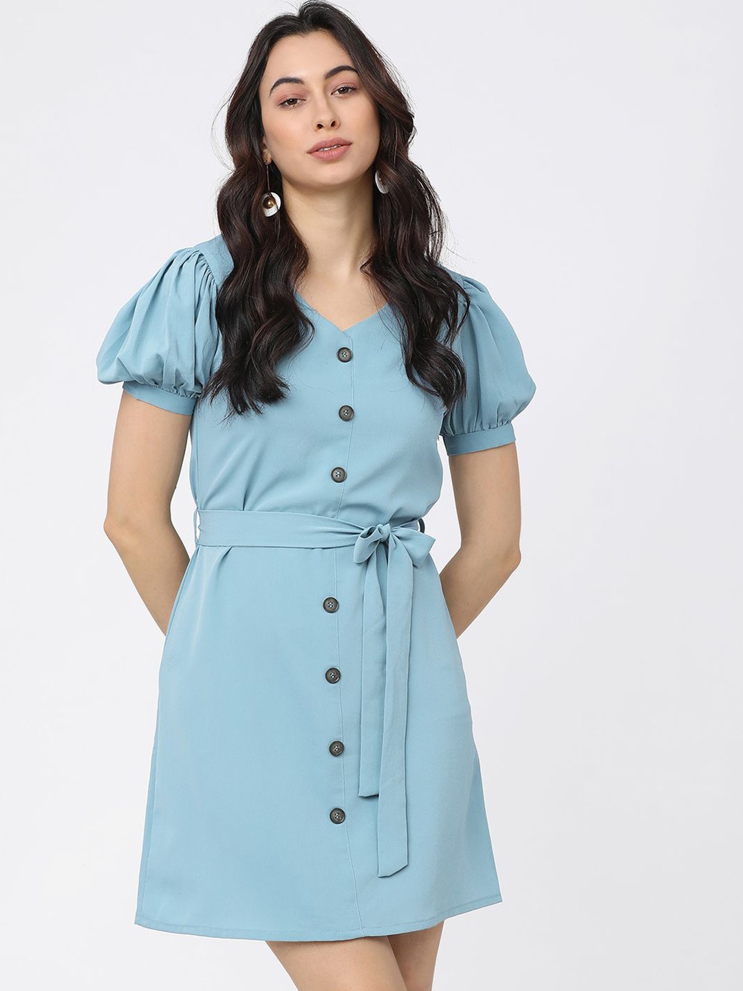 

Tokyo Talkies Puff Sleeve Dress, Blue