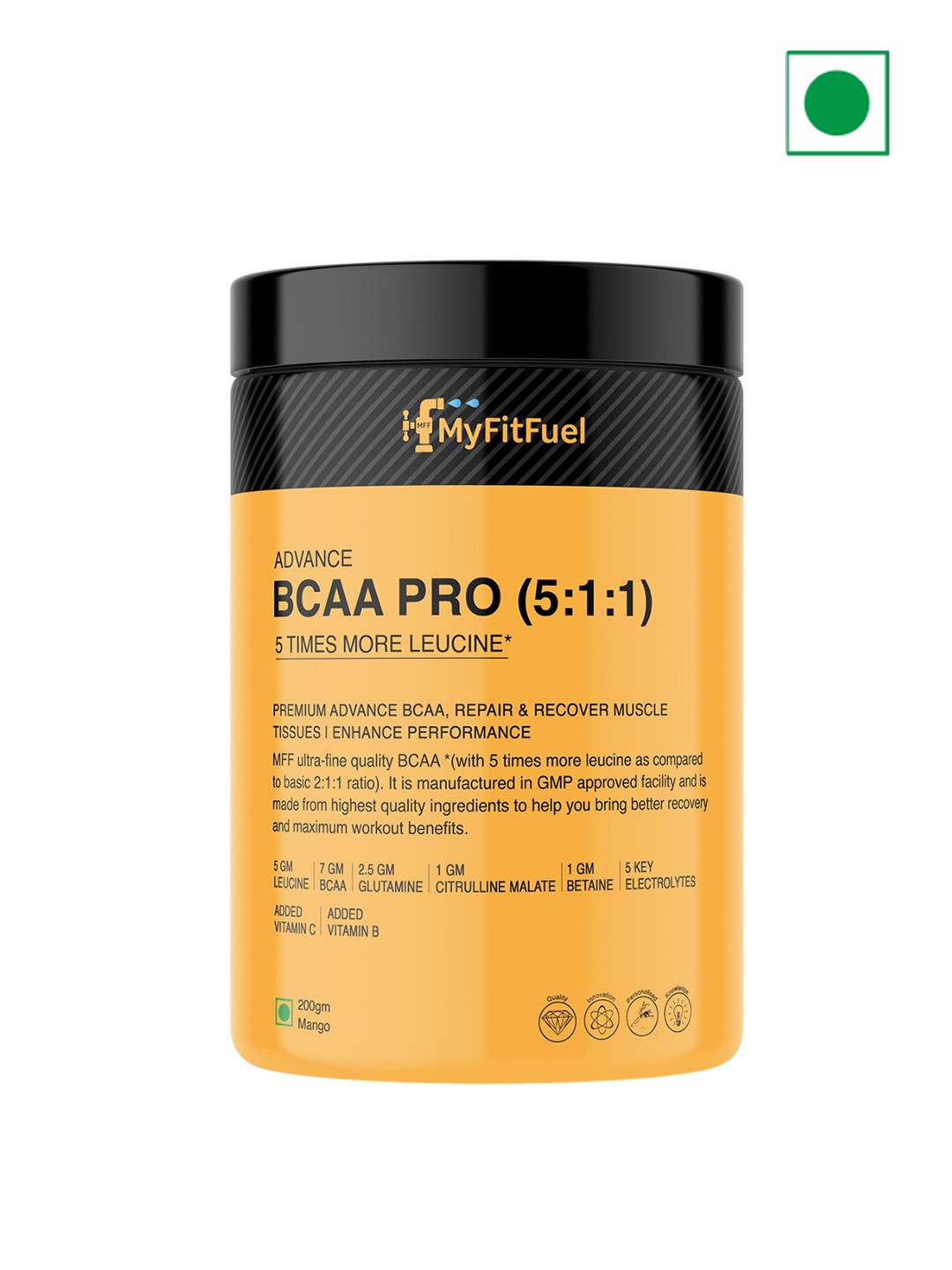 

MyFitFuel Advance BCAA Pro 5:1:1 - 200gm - Mango, Cream