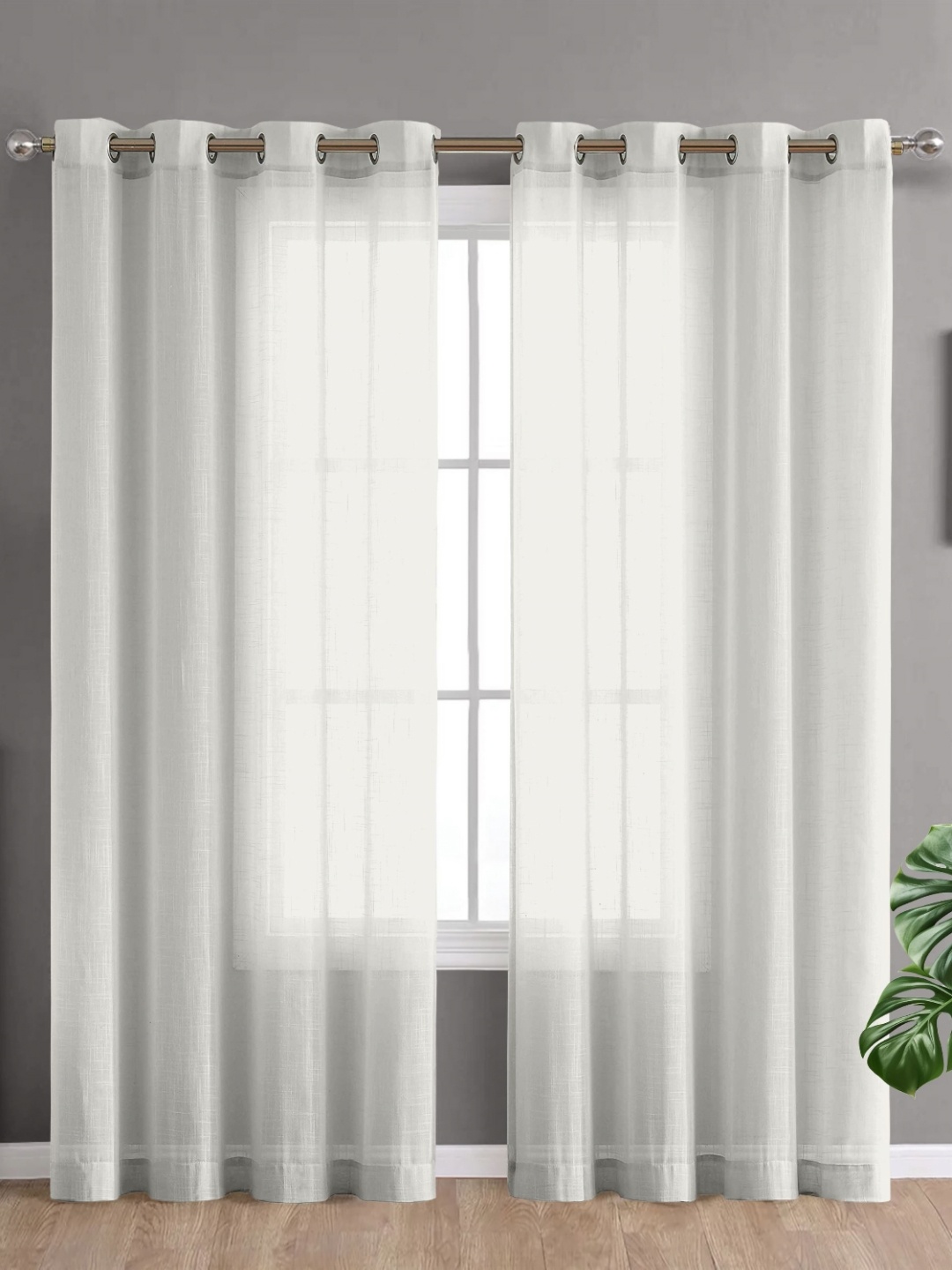 

DE CAMA White Set of 2 Sheer Door Curtain