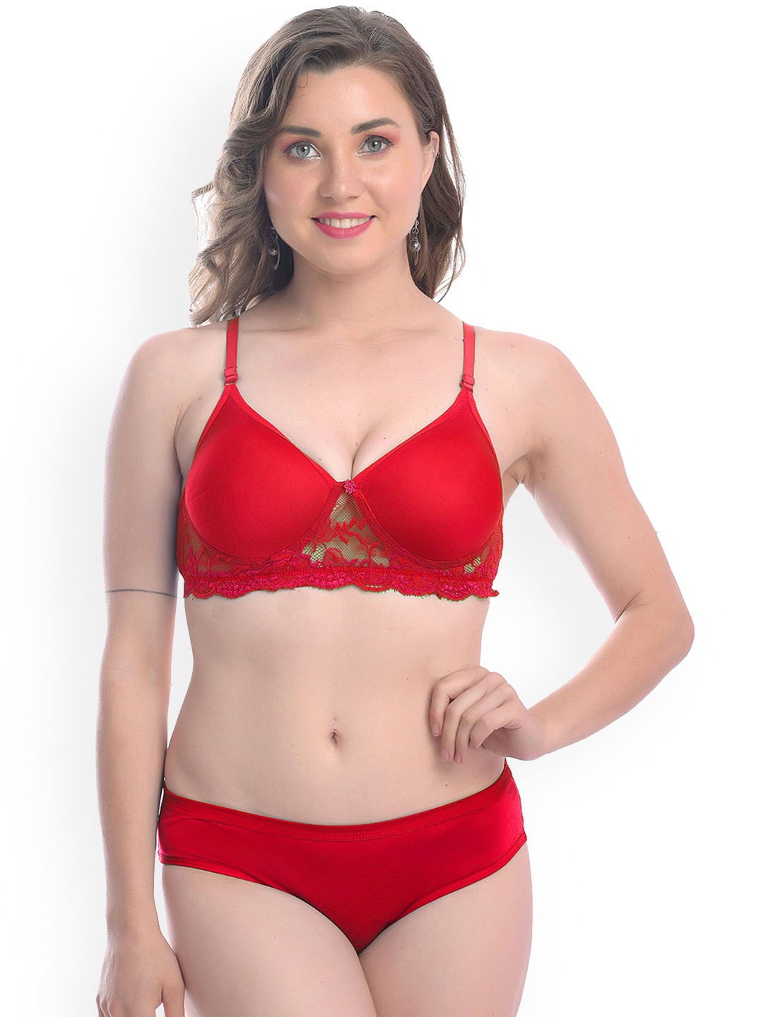 

AROUSY Lightly Padded Lingerie Set, Red