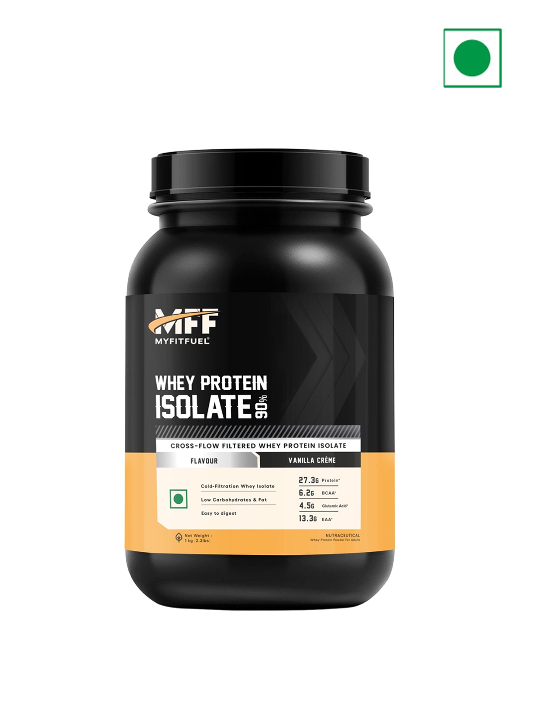 

MyFitFuel 90% Isolated Whey Proteins - Vanilla Creme Flavour -1kg, Cream