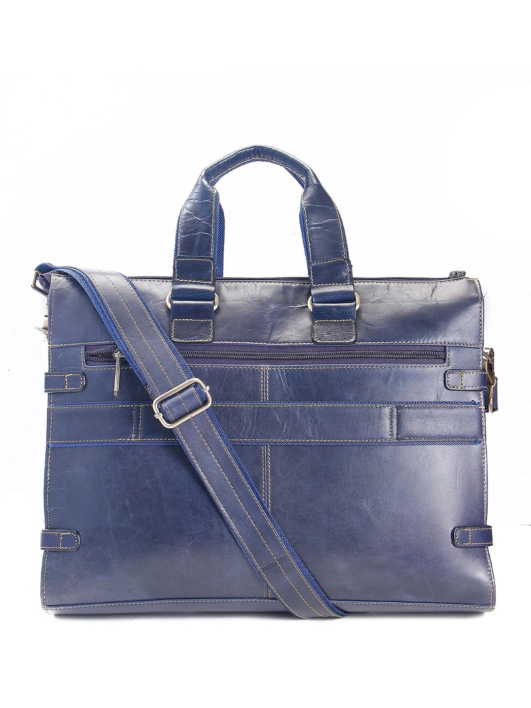 

Calvadoss Women Solid Up To 17 Inch Leather Laptop Bag, Navy blue