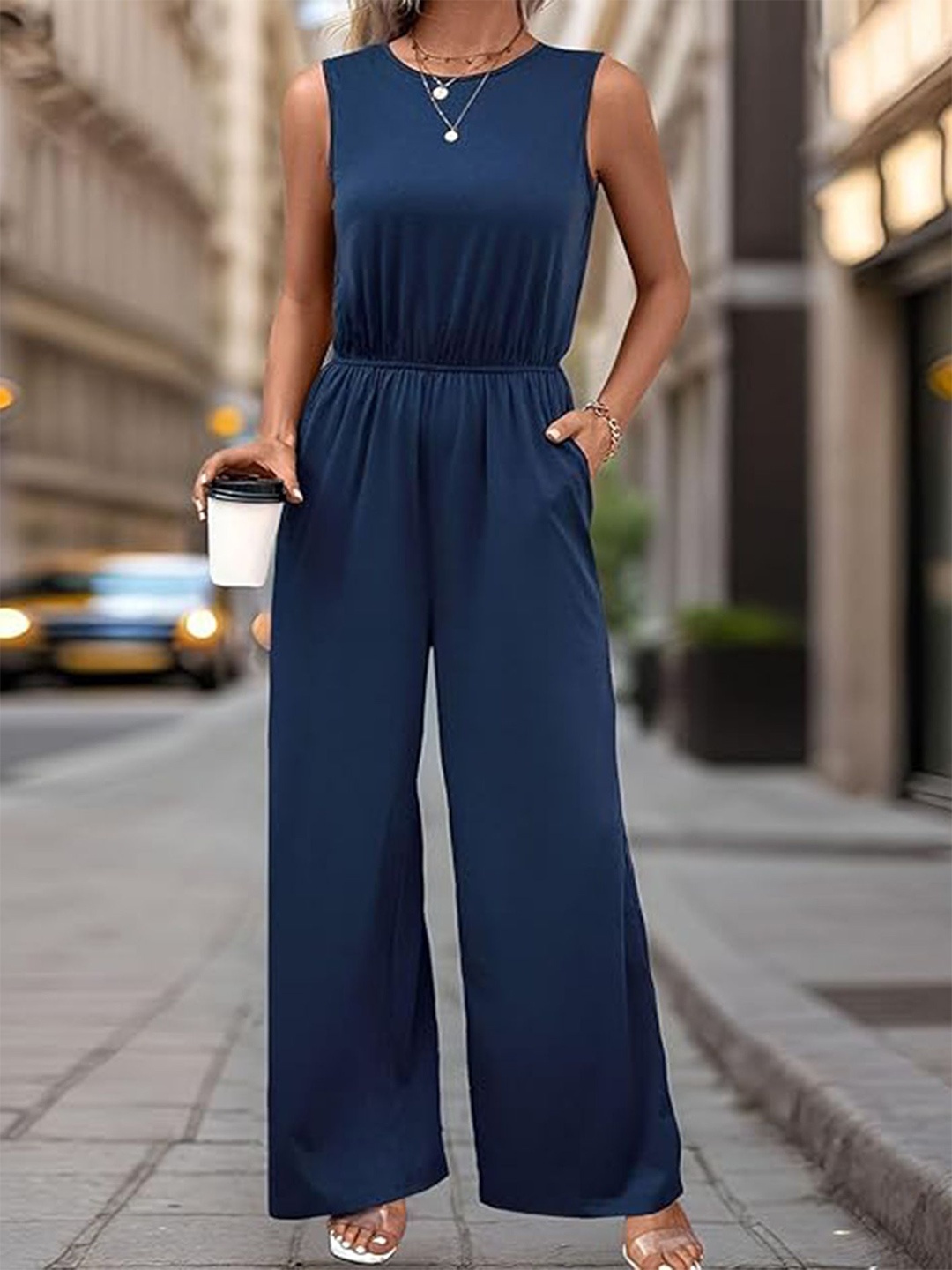 

LULU & SKY Basic Jumpsuit, Navy blue