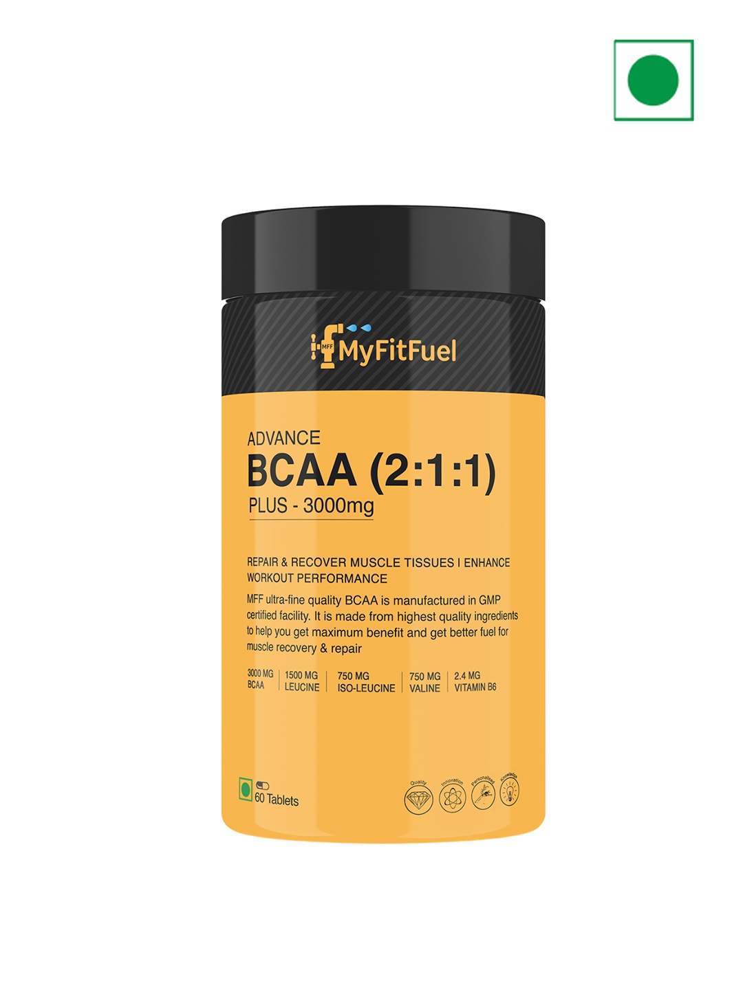 

MyFitFuel Advance BCAA 2:1:1 Plus - 3000mg Tablets - 60 Tablets, Cream