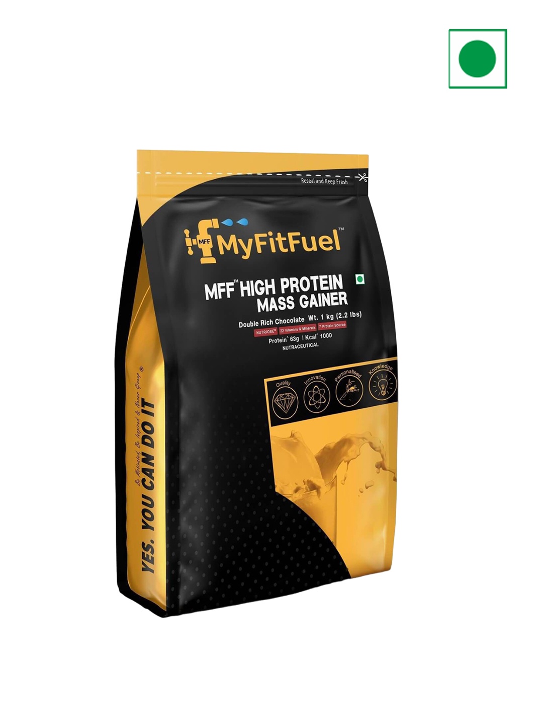 

MyFitFuel High Protein Mass Gainer - Double Rich Chocolate Flavour- 1 kg, Brown