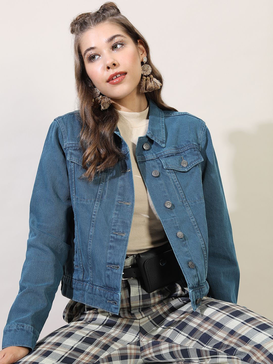 

Tokyo Talkies Women Denim Jacket, Green