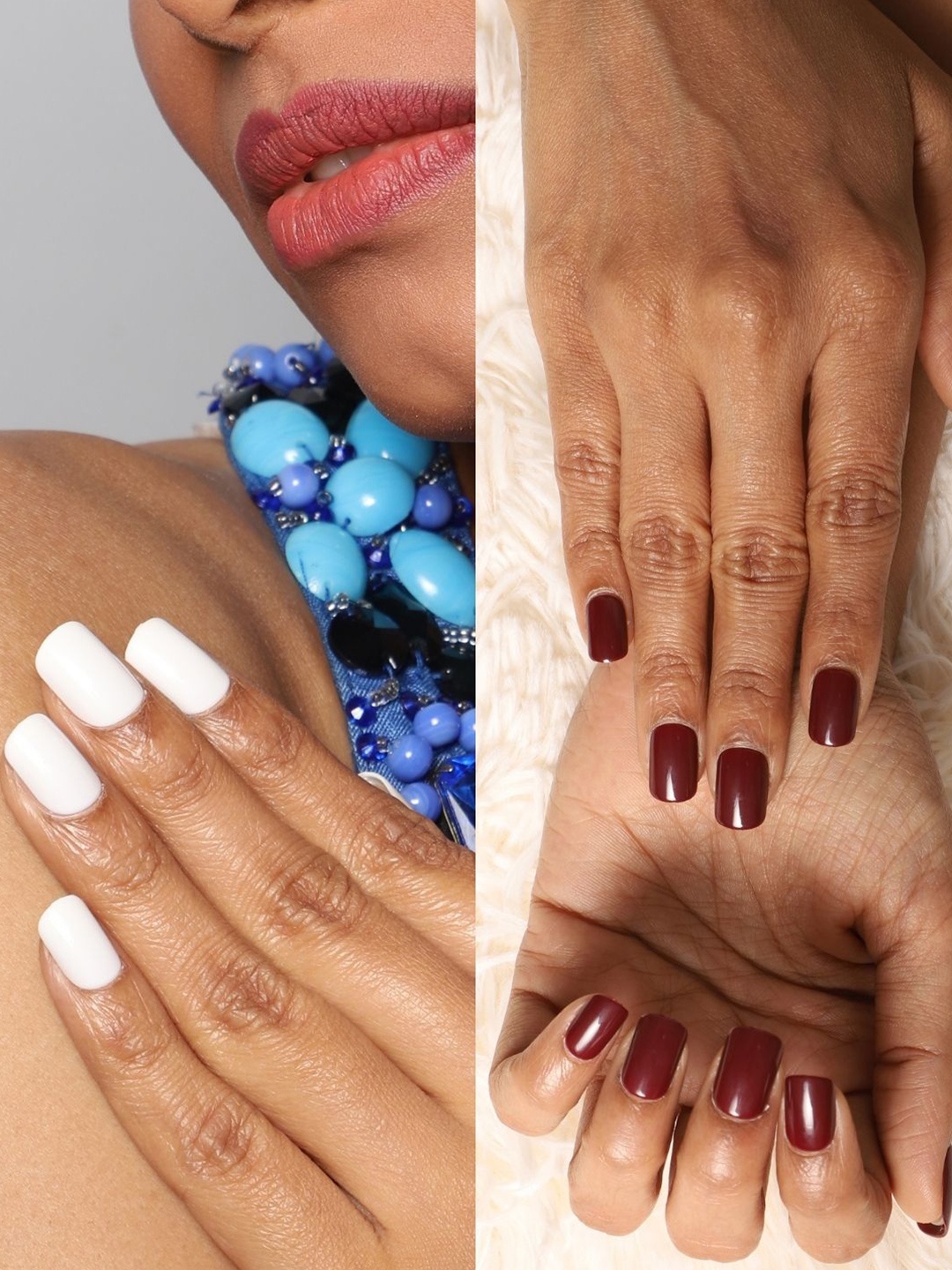

LICK Women Pack Of 2 French Manicure Press on Nails, Maroon