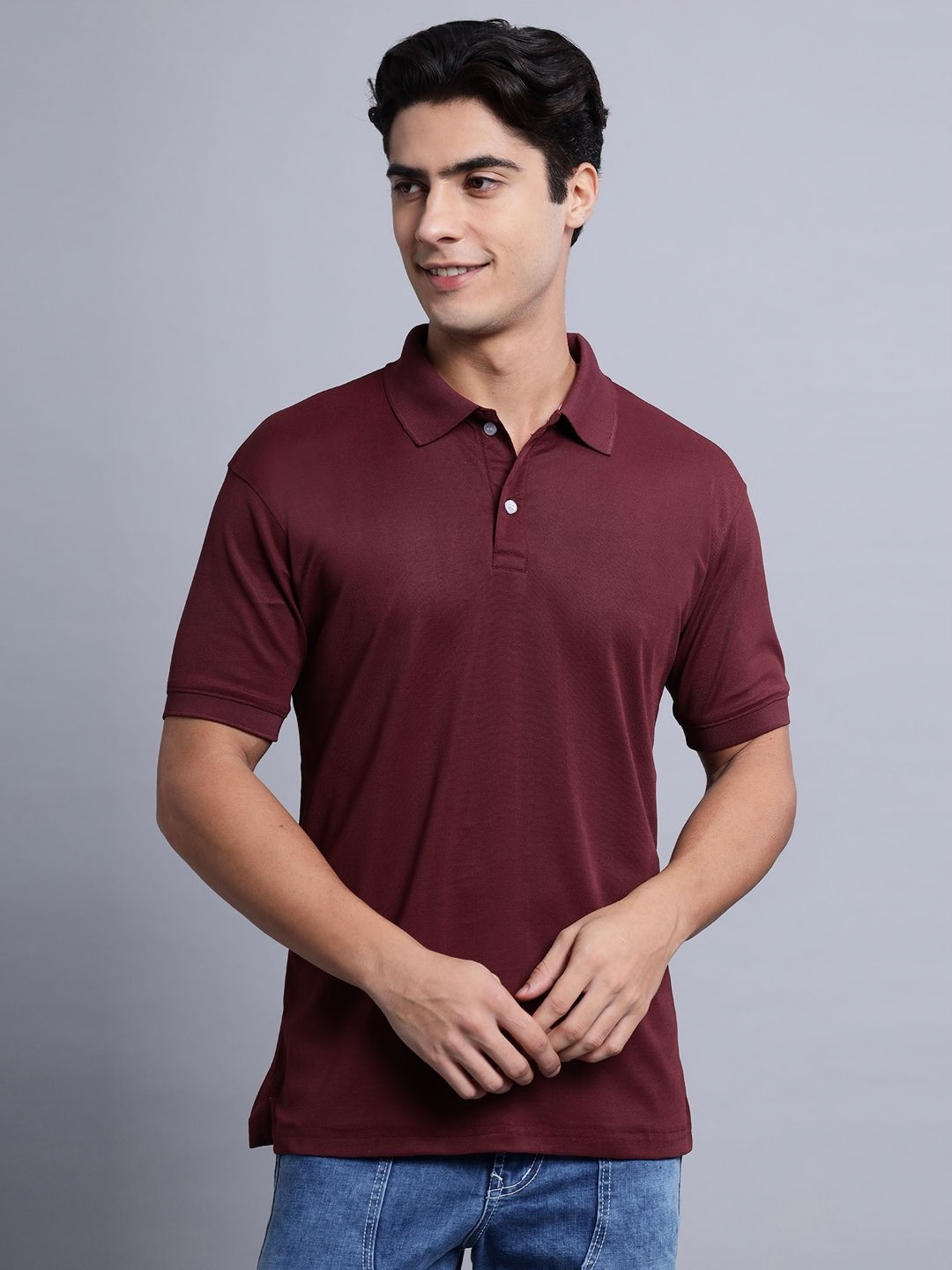 

N AND J Men Polo Collar Extended Sleeves Pockets T-shirt, Brown