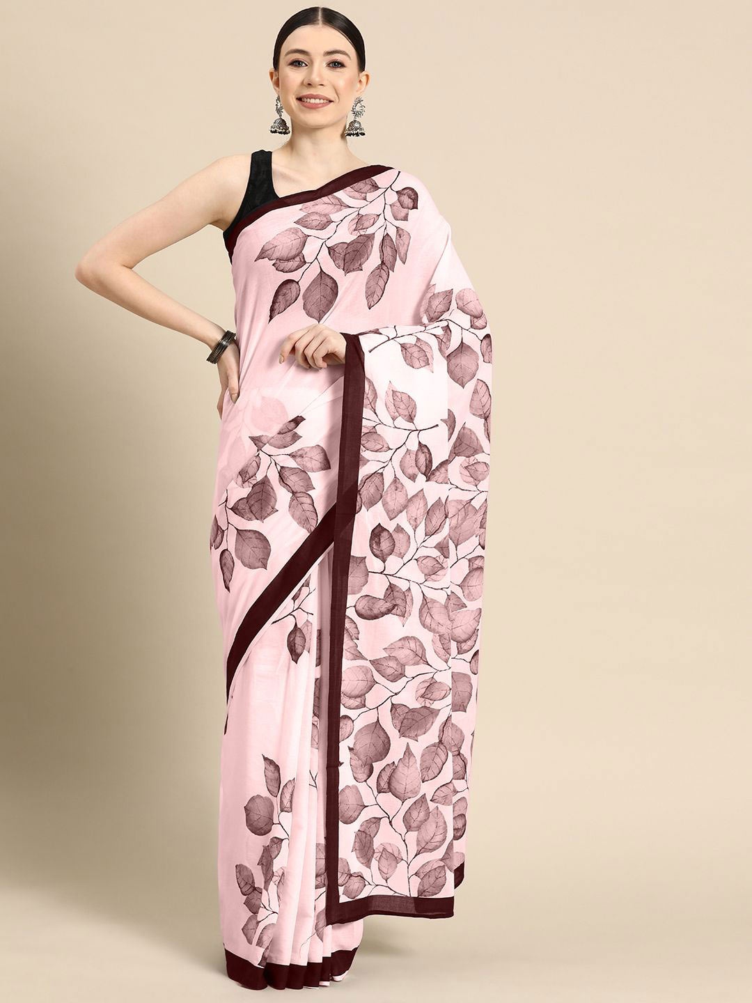 

BUTA BUTI Floral Pure Cotton Saree, Mauve