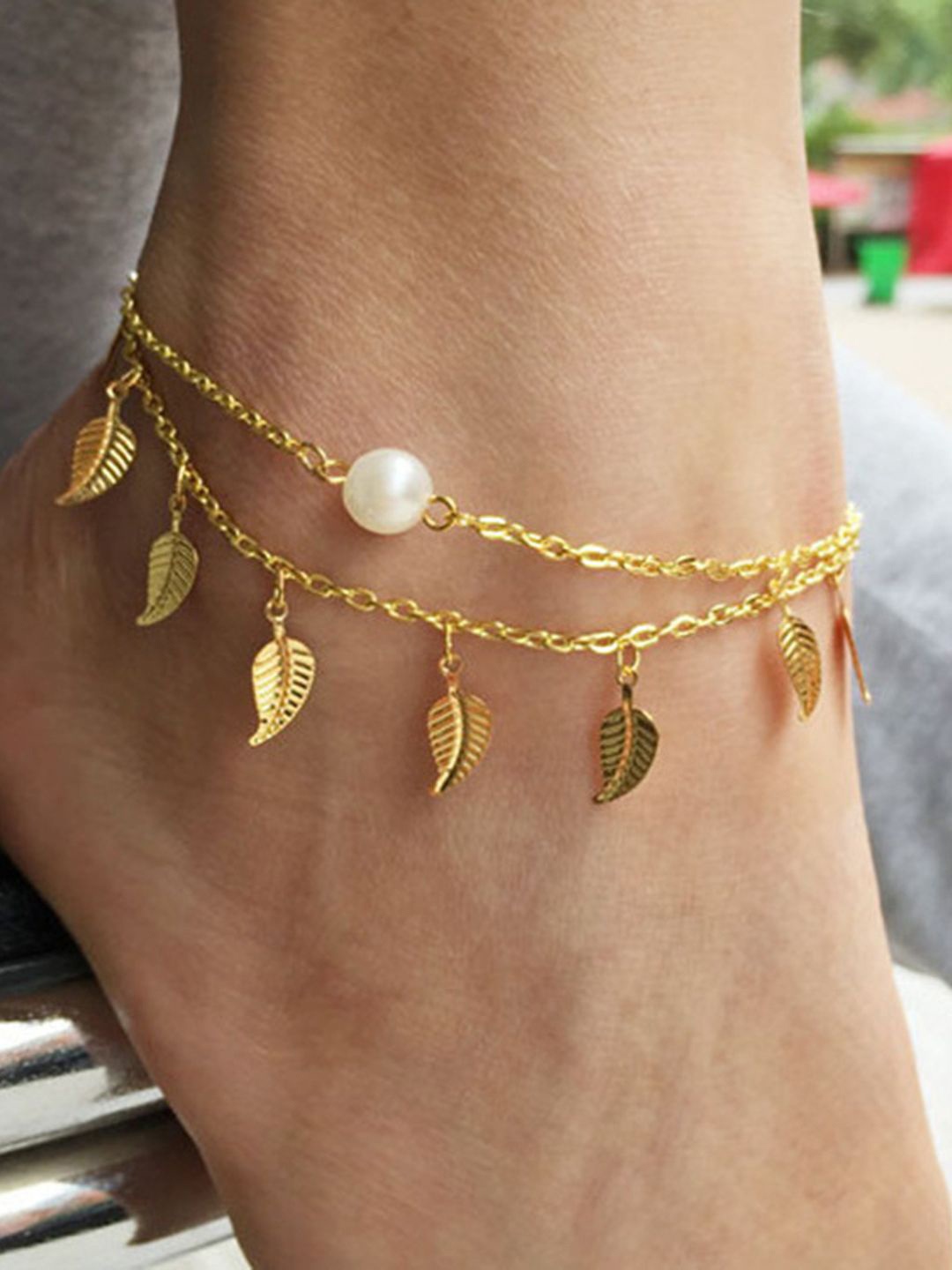 

FIMBUL Gold-Plated Pearls Antique Anklet