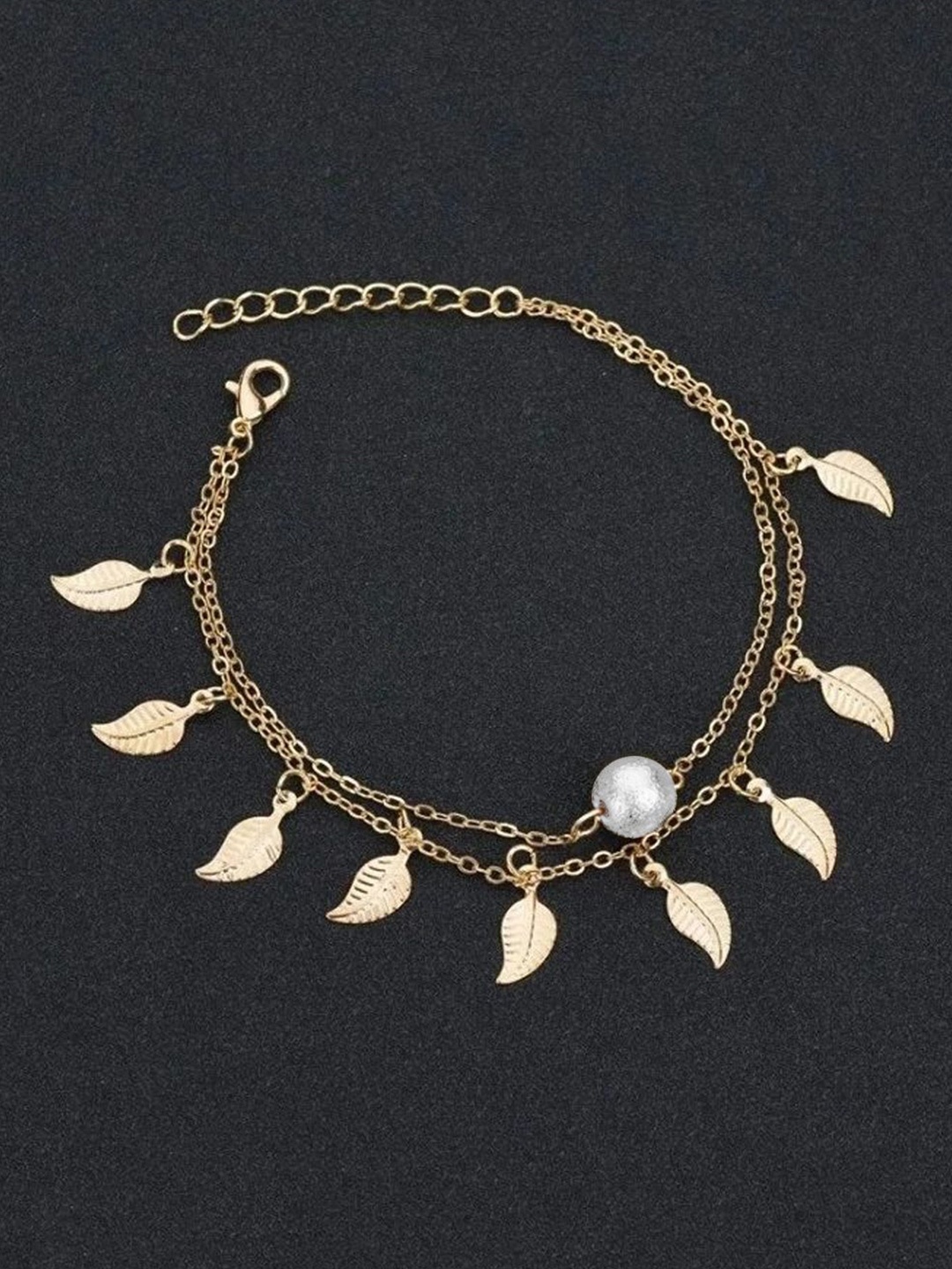 

VAGHBHATT Gold-Plated Pearls Single Anklet