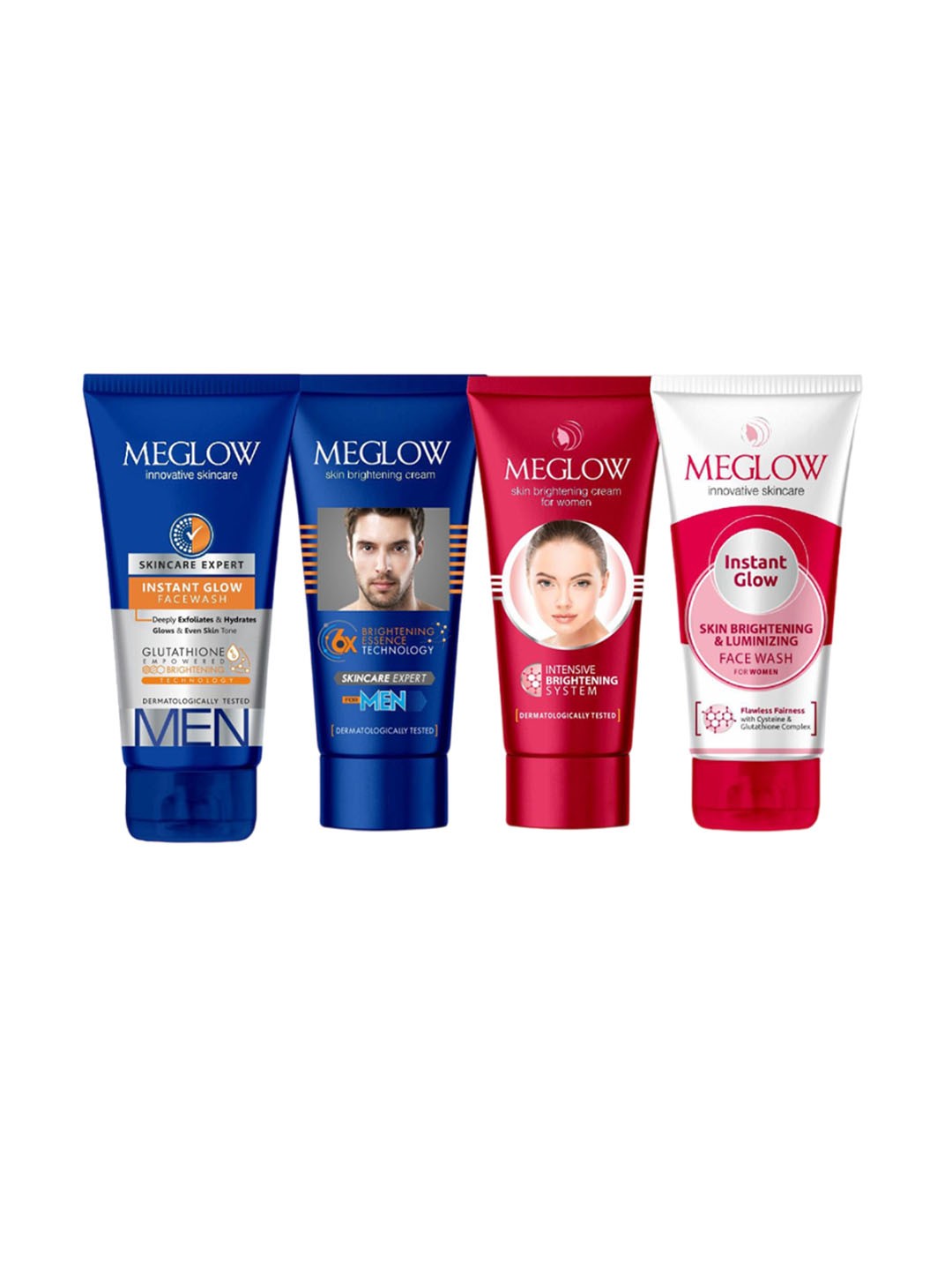 

MEGLOW Set Of 4 Instant Glow Face Wash & Face Cream, Multi