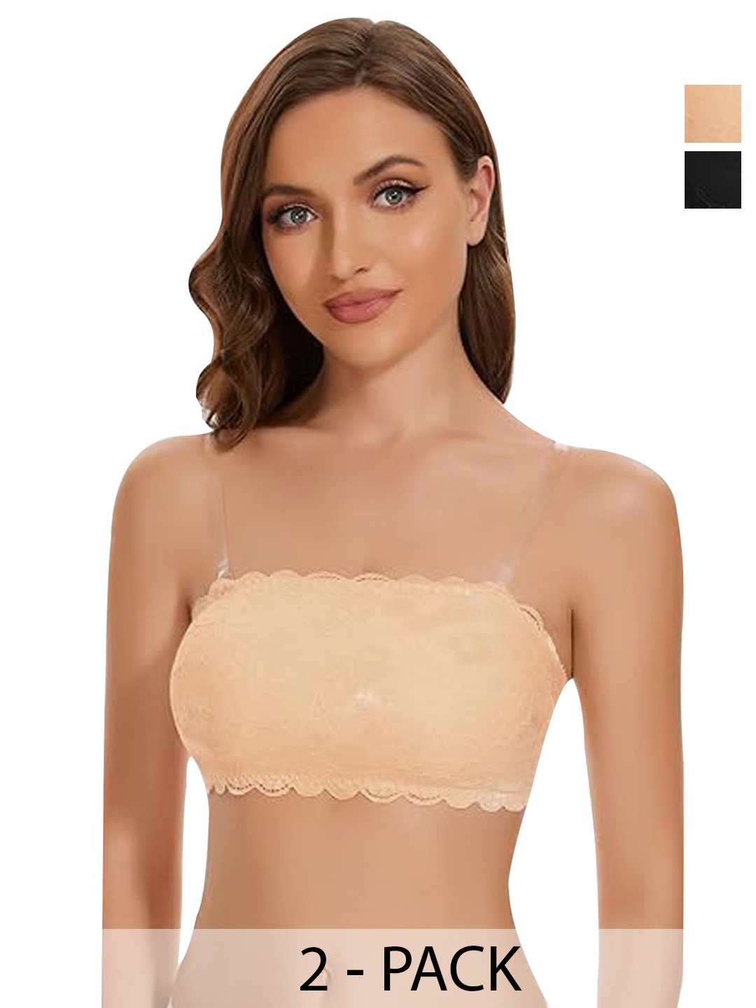 

ComfyStyle Bandeau Full Coverage lace bra, Beige