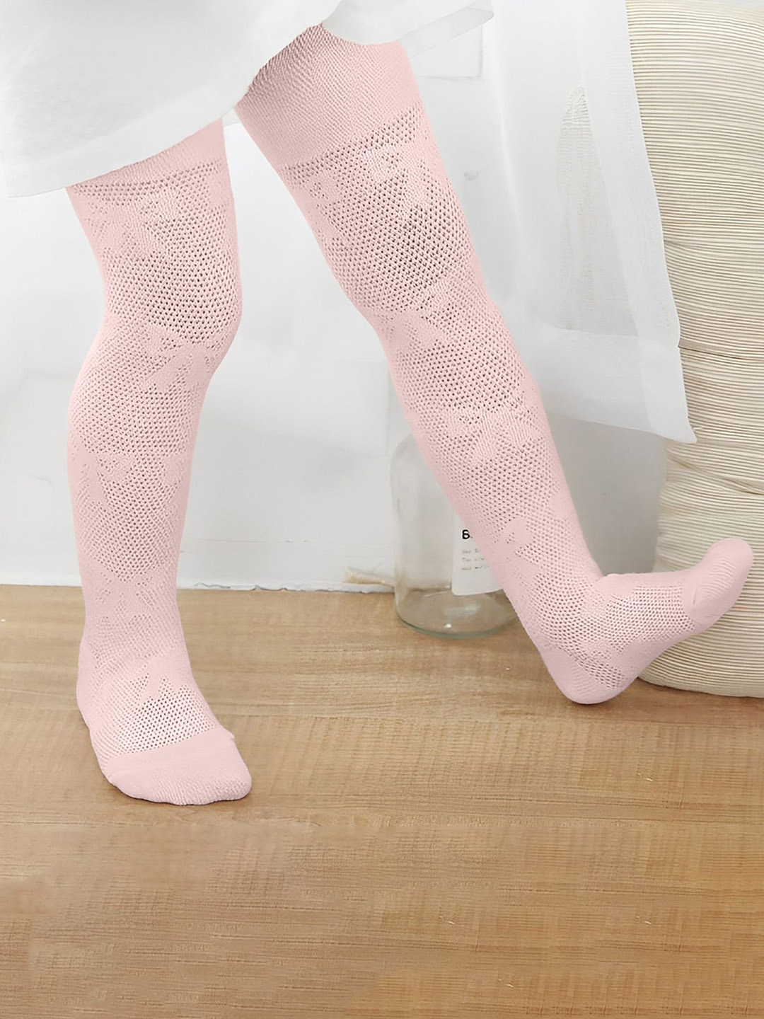 

SYGA Girls Meshed Bow Designed Stocking, Pink