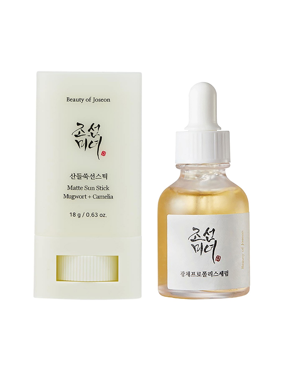 

Beauty of Joseon Set of Mugwort+Camelia SPF50 Matte Sun Stick - 18g & Glow Serum - 30ml, White