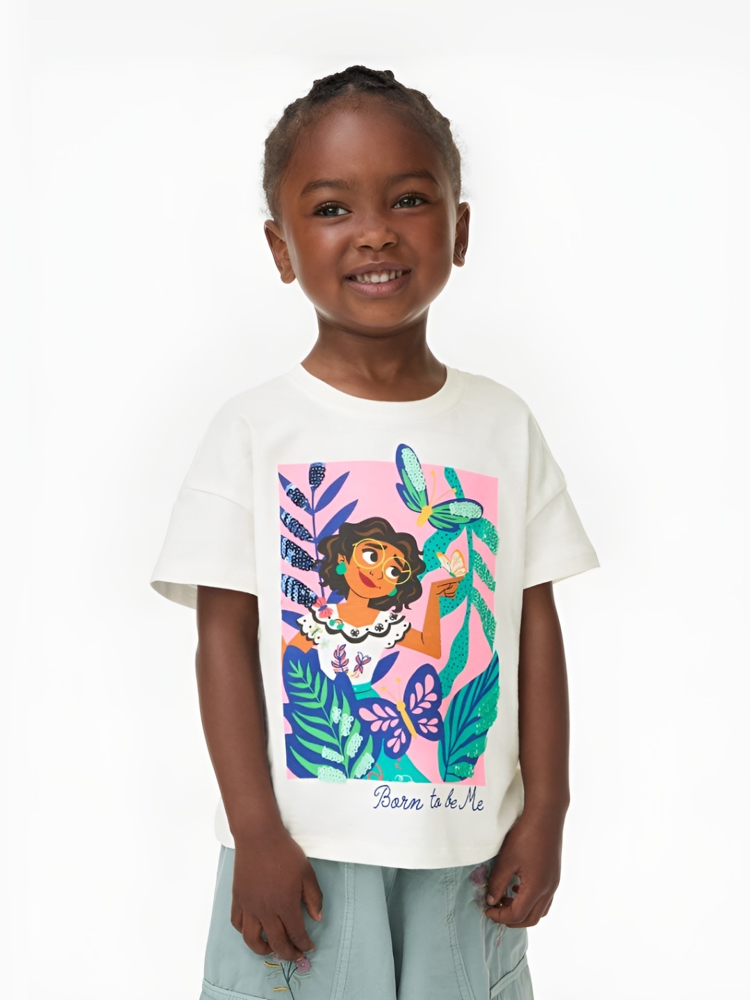 

Marks & Spencer Girls Printed Raw Edge T-shirt, Off white