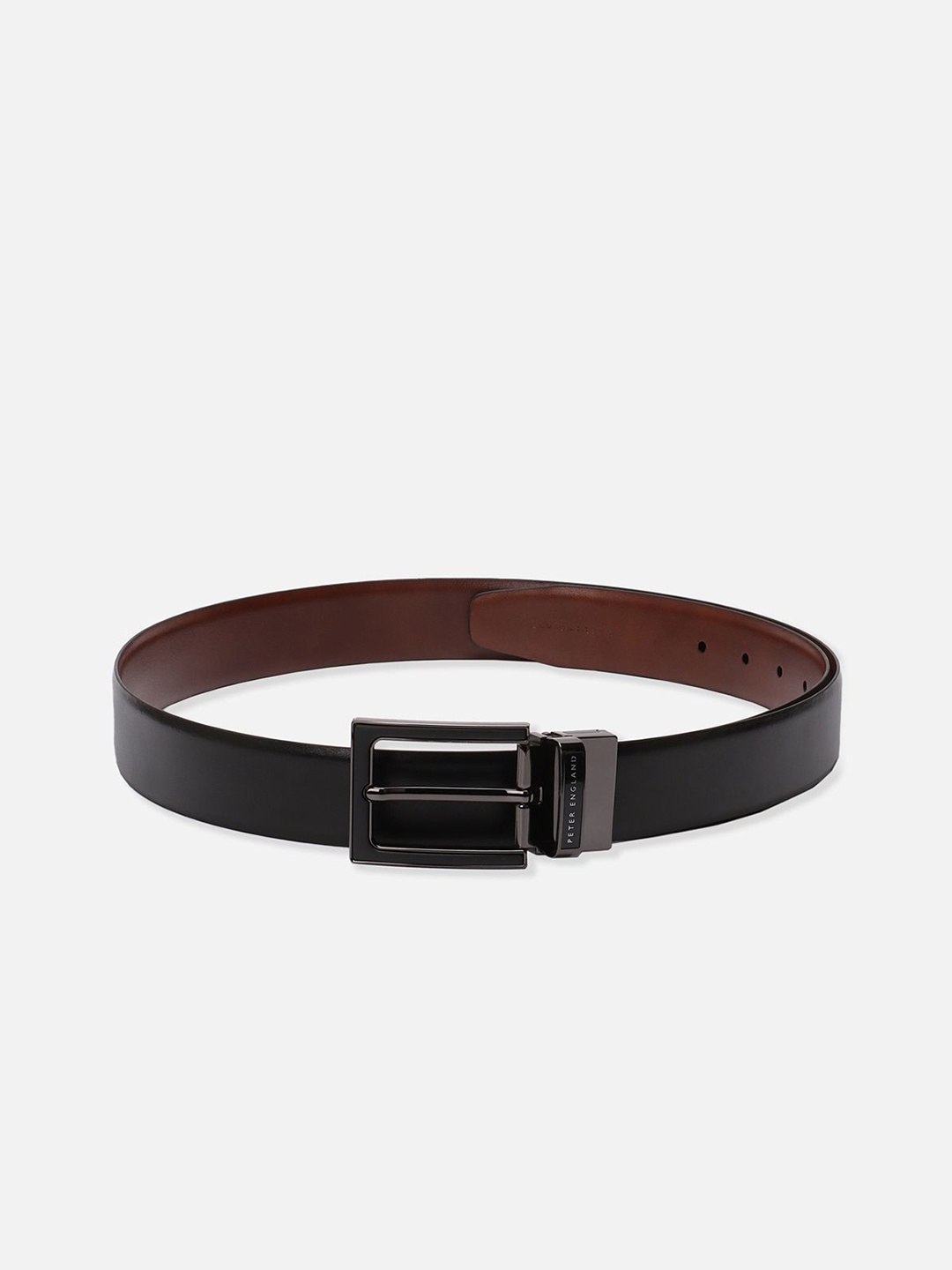

Peter England Men Textured Tang Closure Leather Reversible Formal Belt, Black
