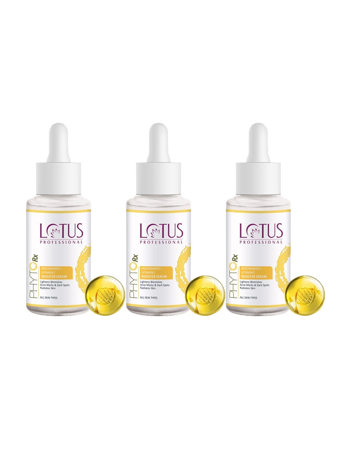 

Lotus Professional Set Of 3 PhytoRx Niacinamide + Vitamin C Booster Serum - 30ml Each, Yellow