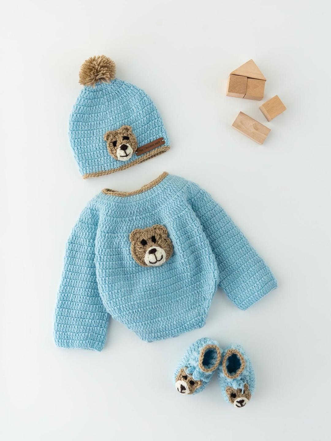 

The Original Knit 3-Pcs Acrylic Baby Apparel Gift Set, Blue