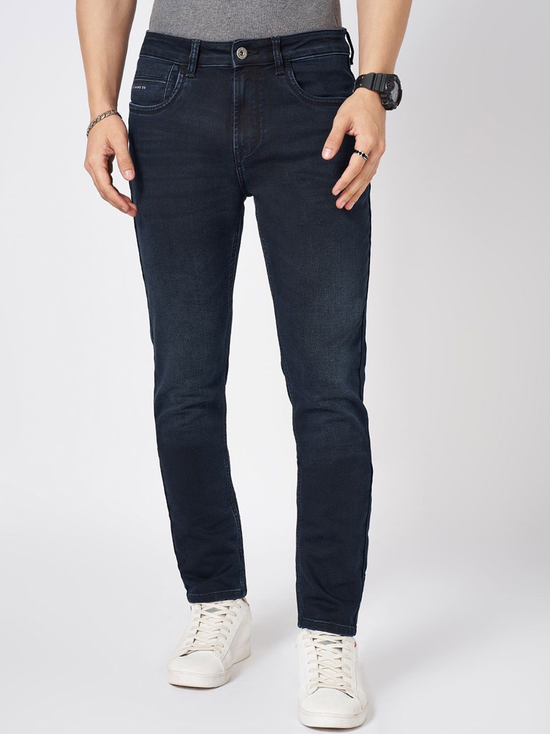 

SF JEANS by Pantaloons Men Slim Fit Mid Rise Jeans, Navy blue