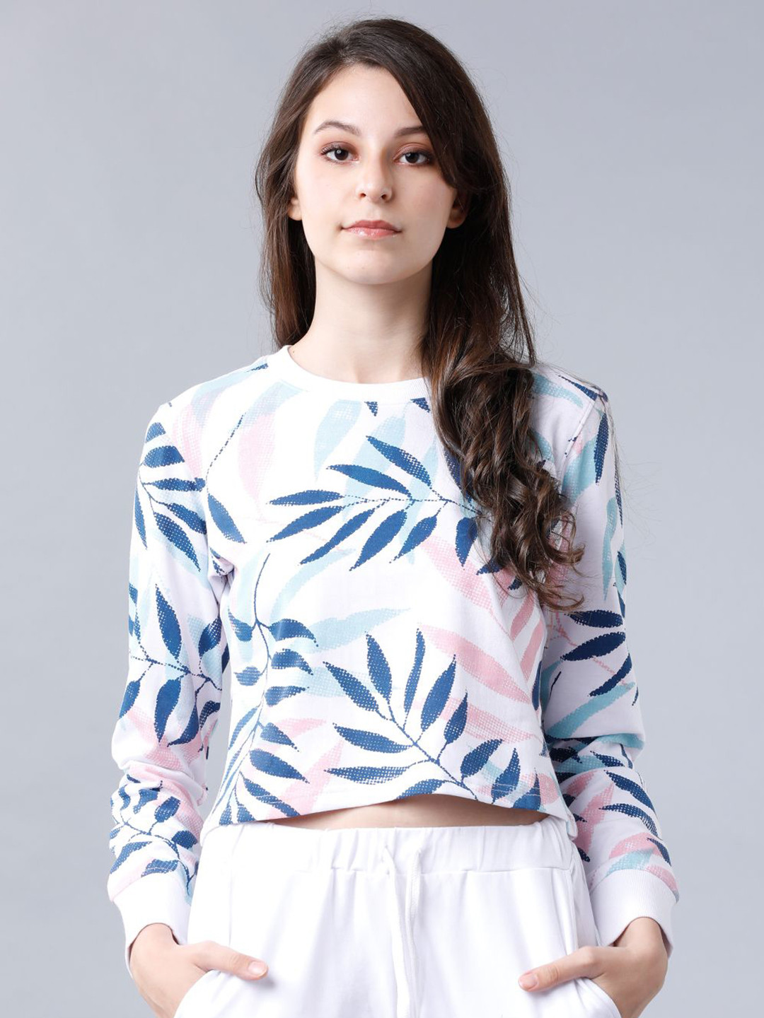 

Tokyo Talkies Women Floral Printed Sweatshirt, White