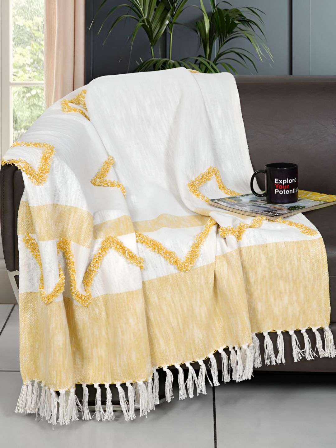 

Ode & Cleo Yellow Striped Throw Blanket