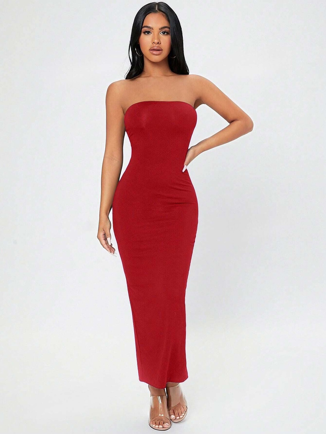 

Stylecast X Slyck Strapless Bodycon Maxi Dress, Red