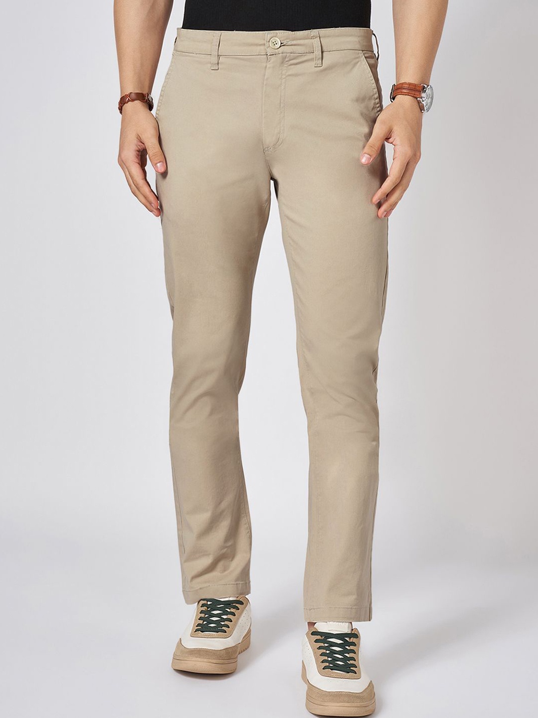 

BYFORD by Pantaloons Men Mid-Rise Trousers, Khaki