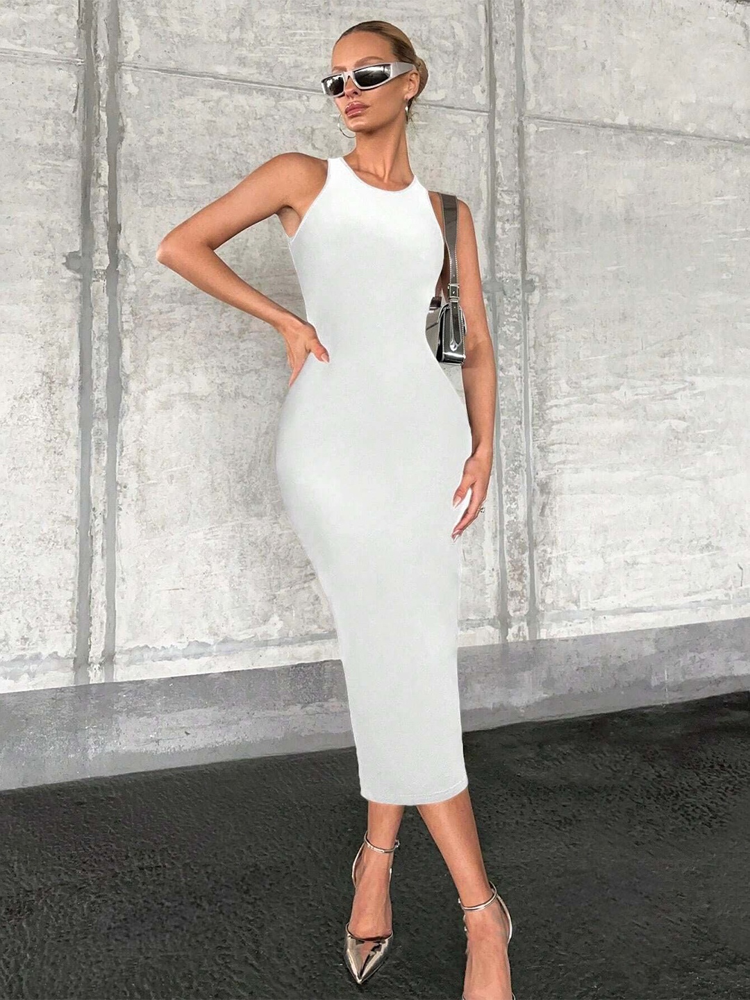 

Stylecast X Slyck Sleeveless Bodycon Midi Dress, White