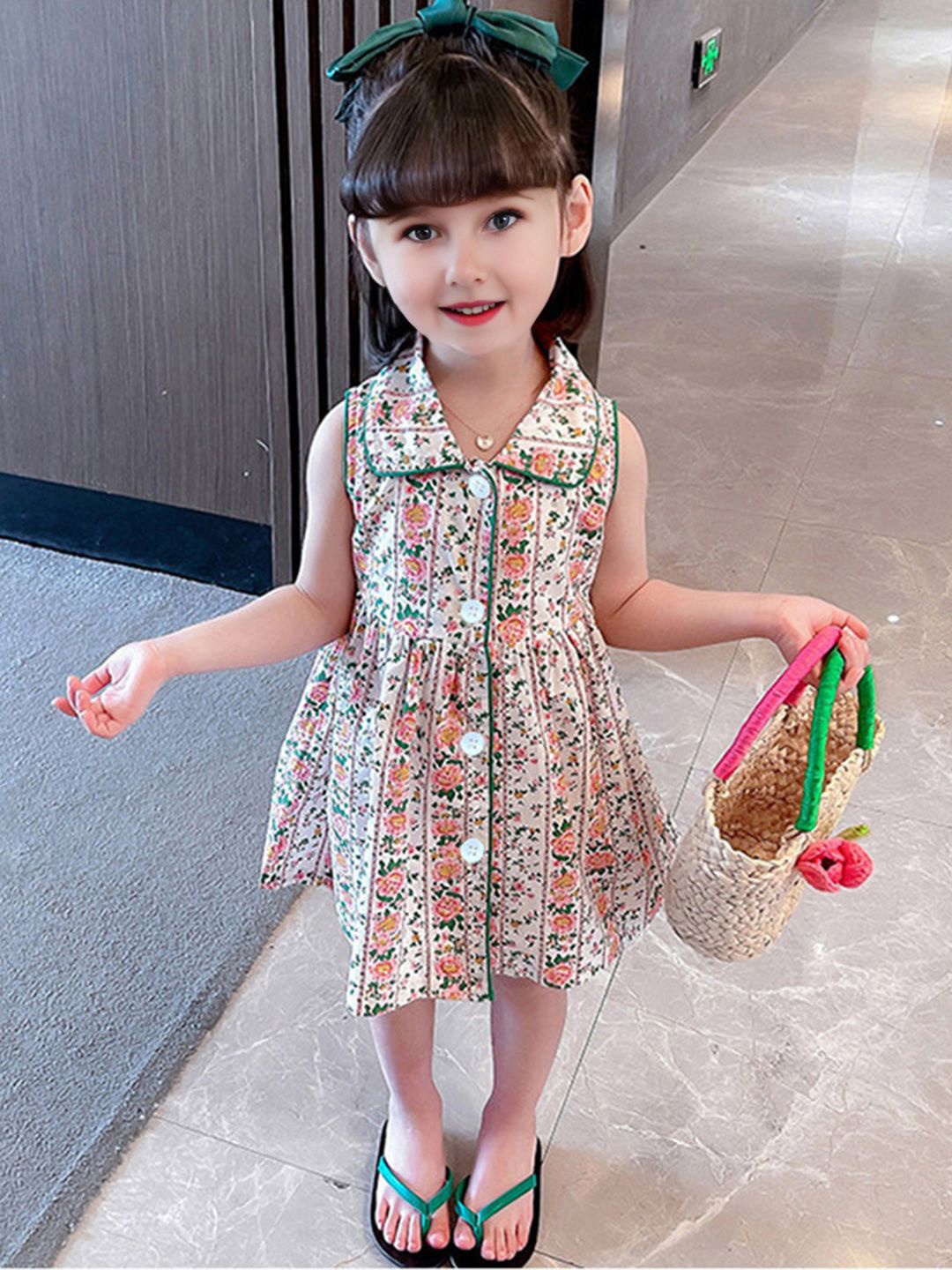 

INCLUD Floral Print Sleeveless Shirt Dress, Pink
