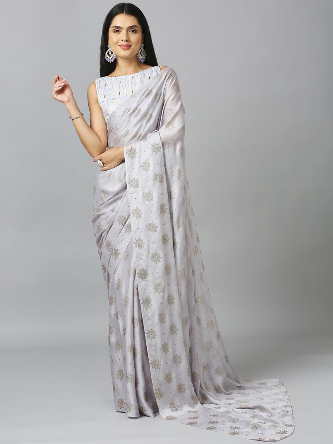 

ASISA Floral Pure Chiffon Saree, Grey
