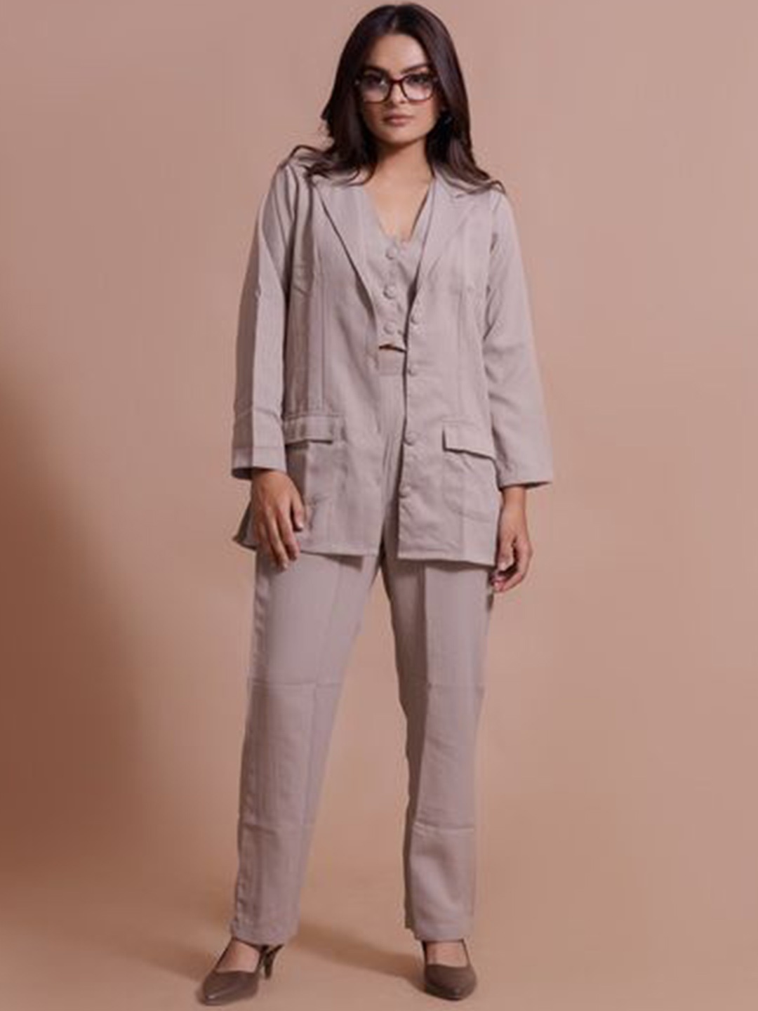 

PSBT Quality on way 3Pcs Single-Breasted Blazer, Cream