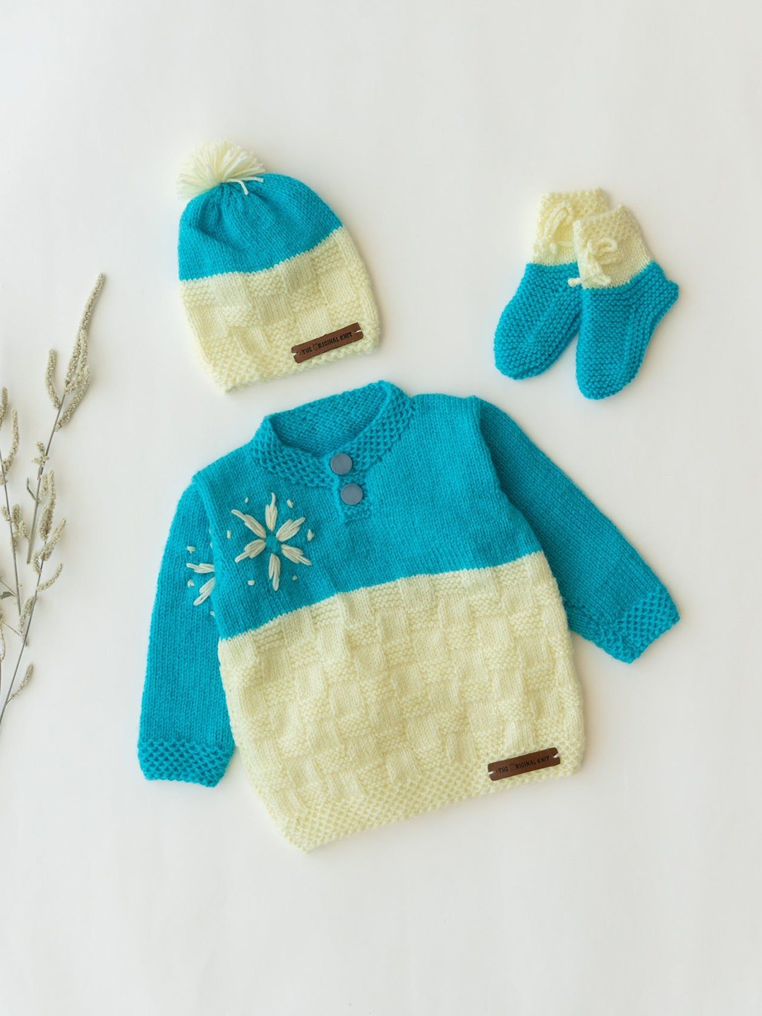 

The Original Knit 3-Pcs Acrylic Baby Apparel Gift Set, Blue