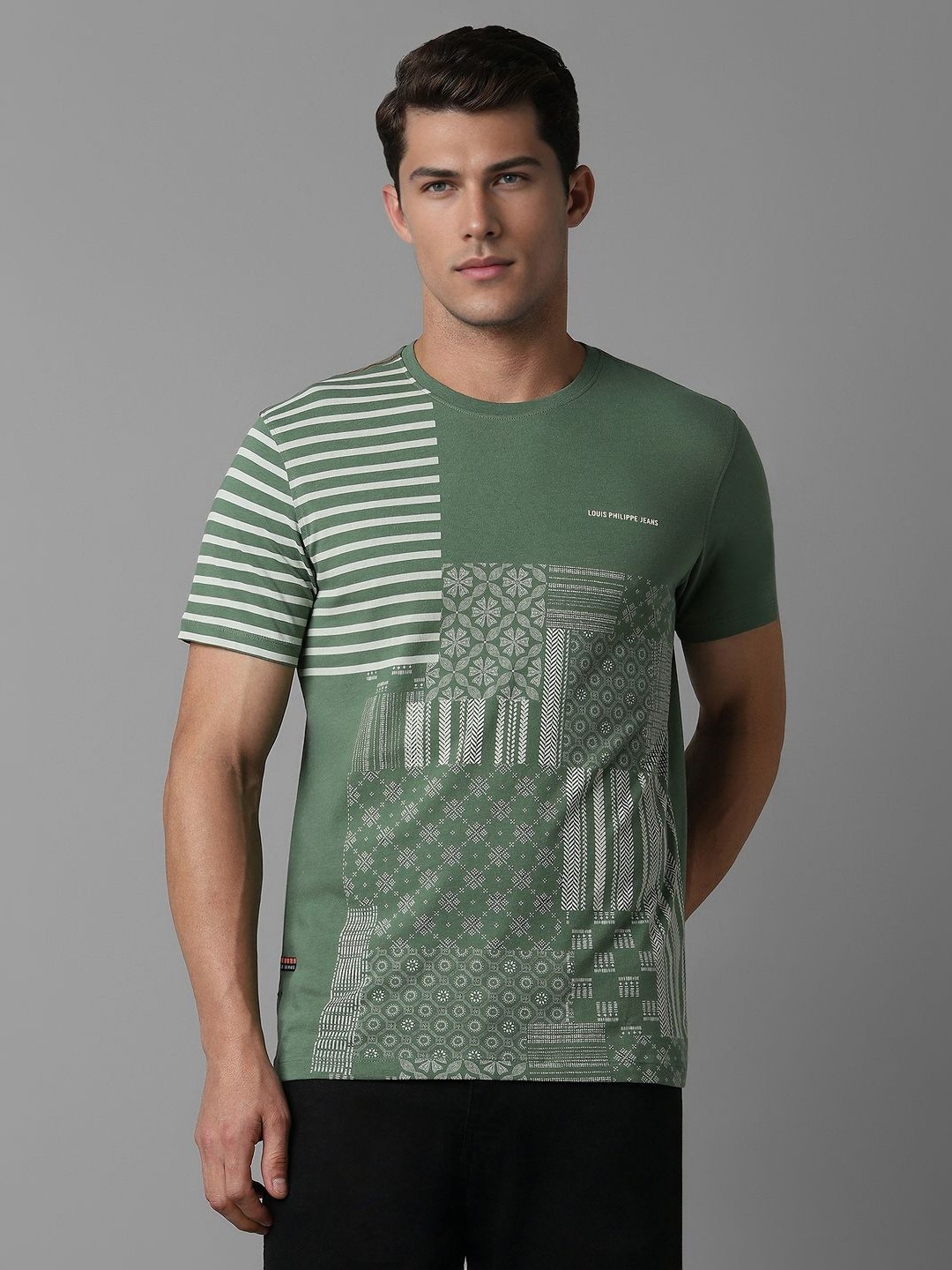 

Louis Philippe Jeans Men Printed Slim Fit T-shirt, Green