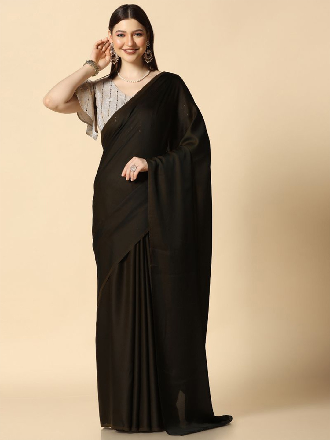 

ASISA Satin Saree, Black