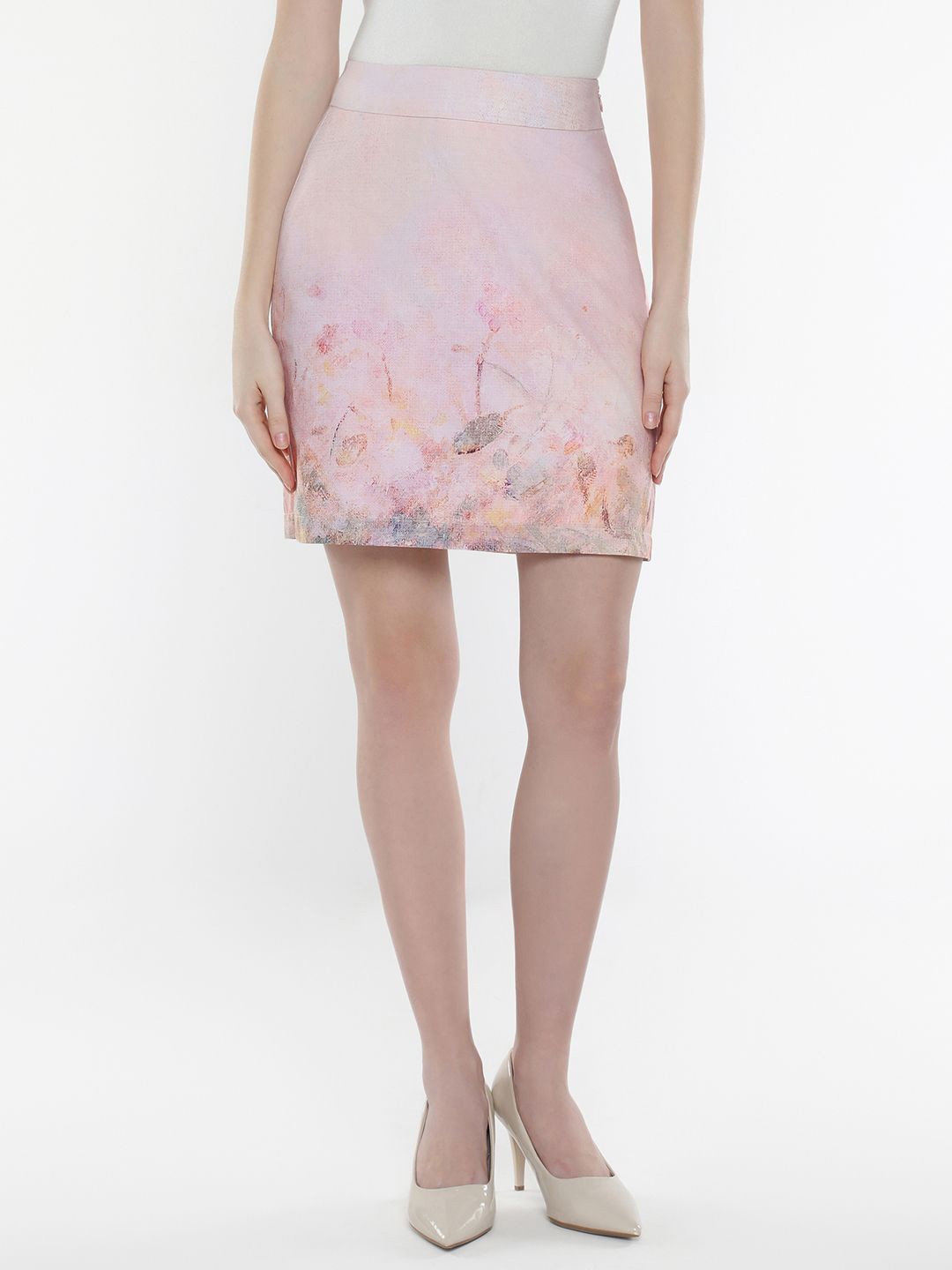 

RAREISM Women Floral Printed Mini Skirts, Pink