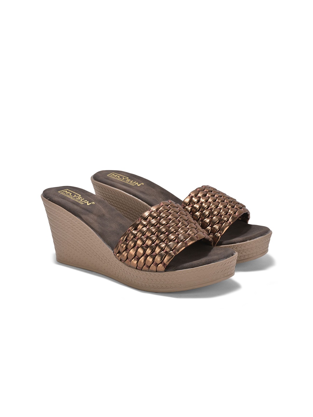 

Maysun Women Textured Wedge Heels Sandals, Copper