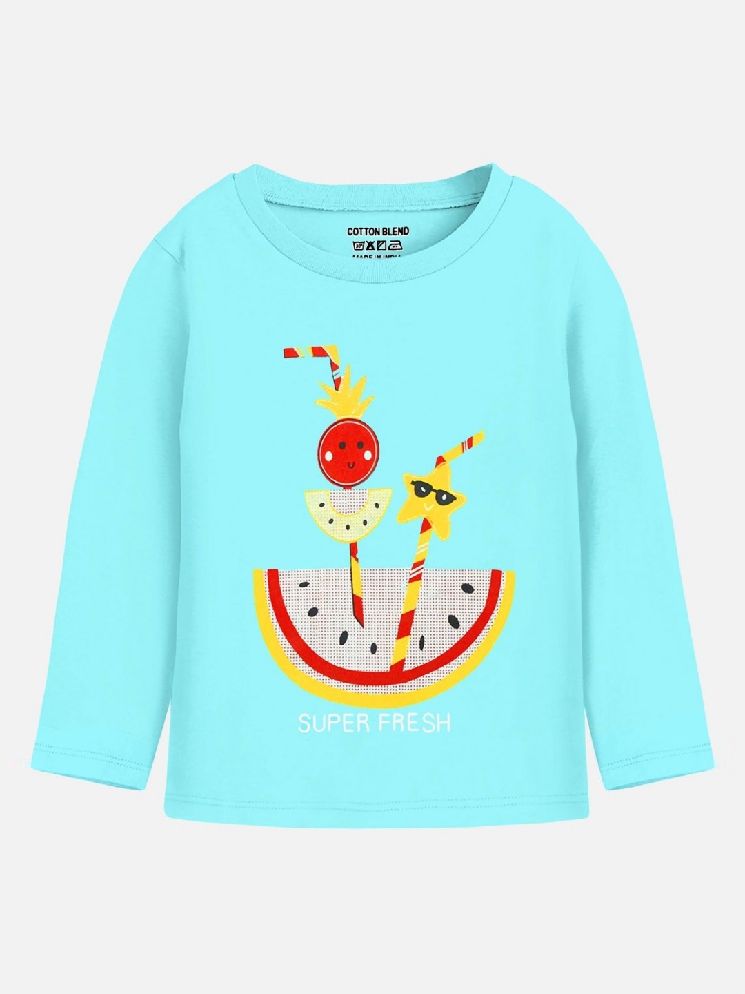 

YK X Trampoline Girls Printed Extended Sleeves T-shirt, Blue