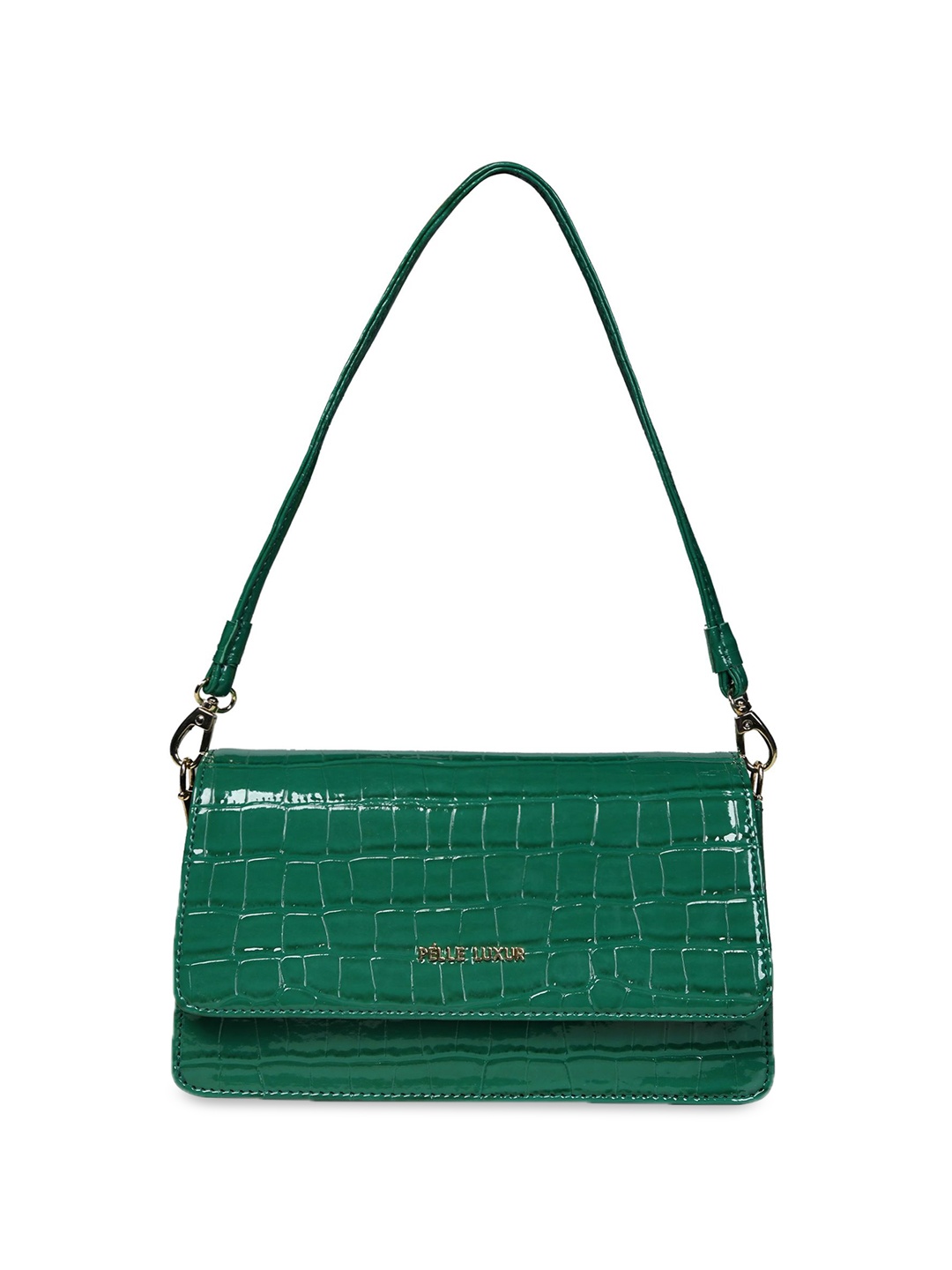 

PELLE LUXUR Textured PU Structured Sling Bag with Quilted, Green