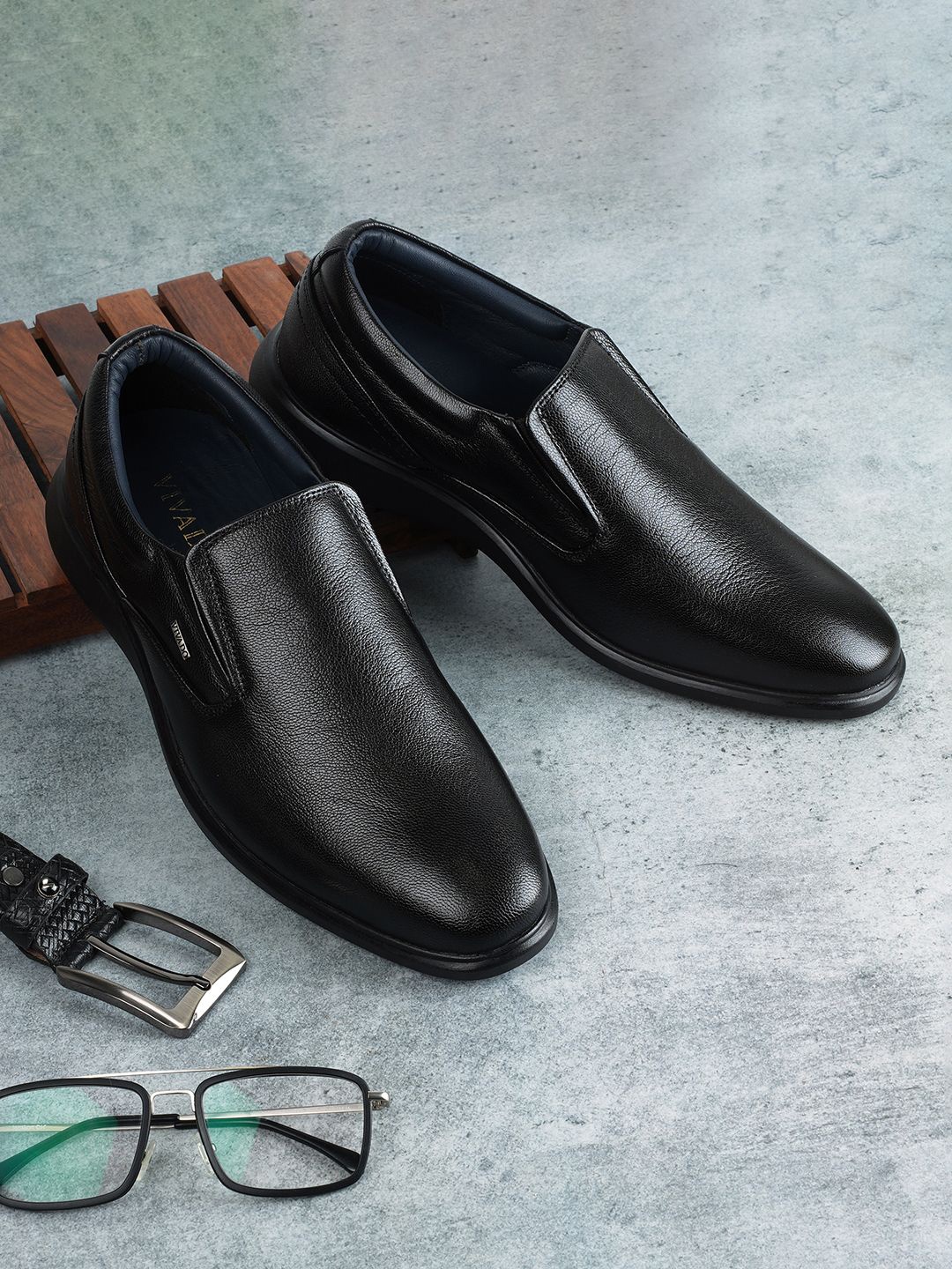 

WALKWAY by Metro Men Leather Formal Slip-Ons Shoes, Black