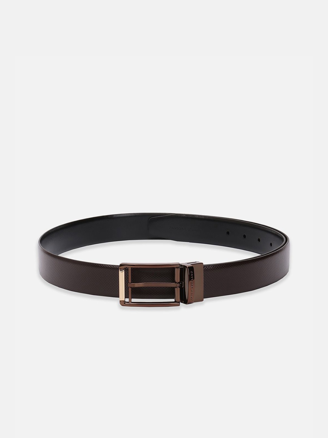 

Peter England Men Textured Tang Closure Leather Reversible Formal Belt, Brown