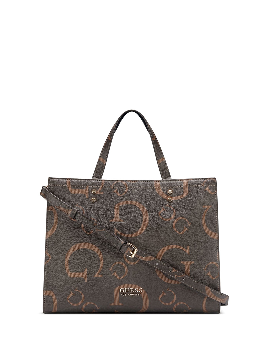 

GUESS Printed Structured Tote Bag, Brown