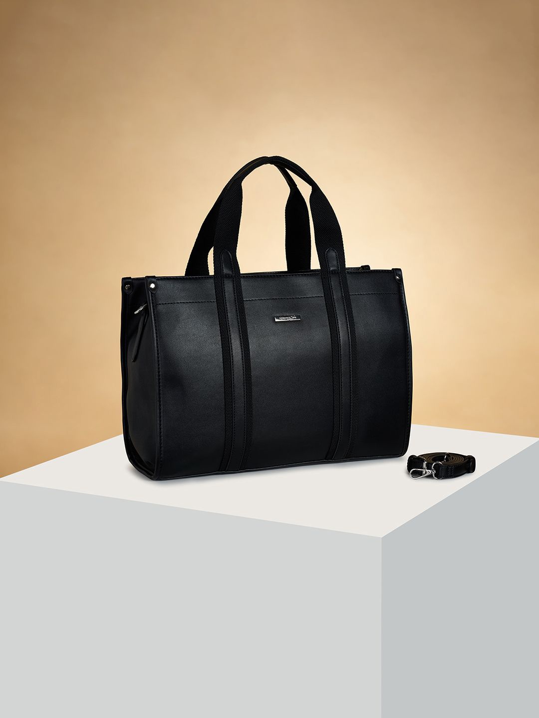 

Forever Glam by Pantaloons PU Structured Handheld Bag with Applique, Black