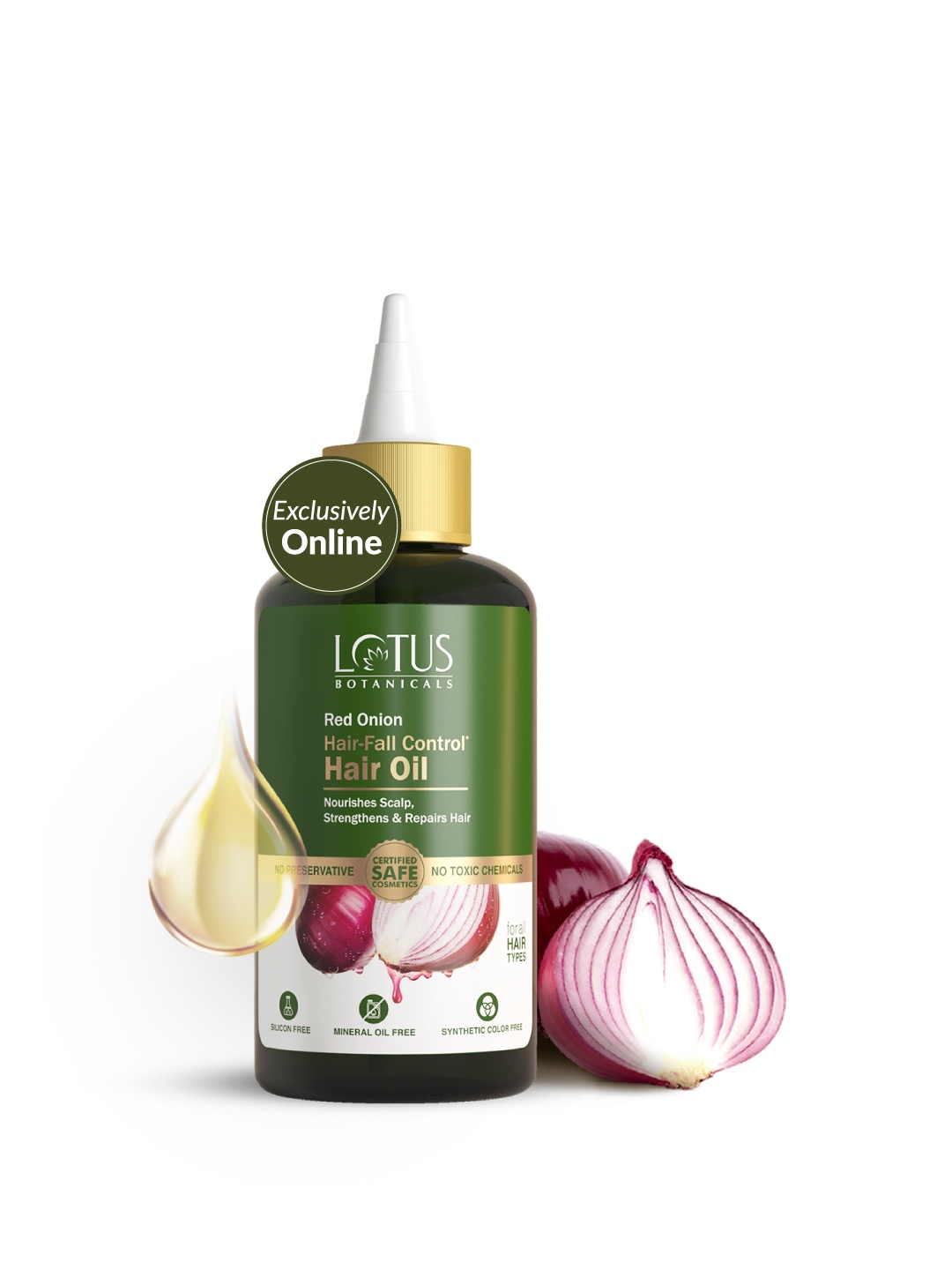 

Lotus Botanical Red Onion Hair Fall Control Hair Oil 200 ml, Transparent