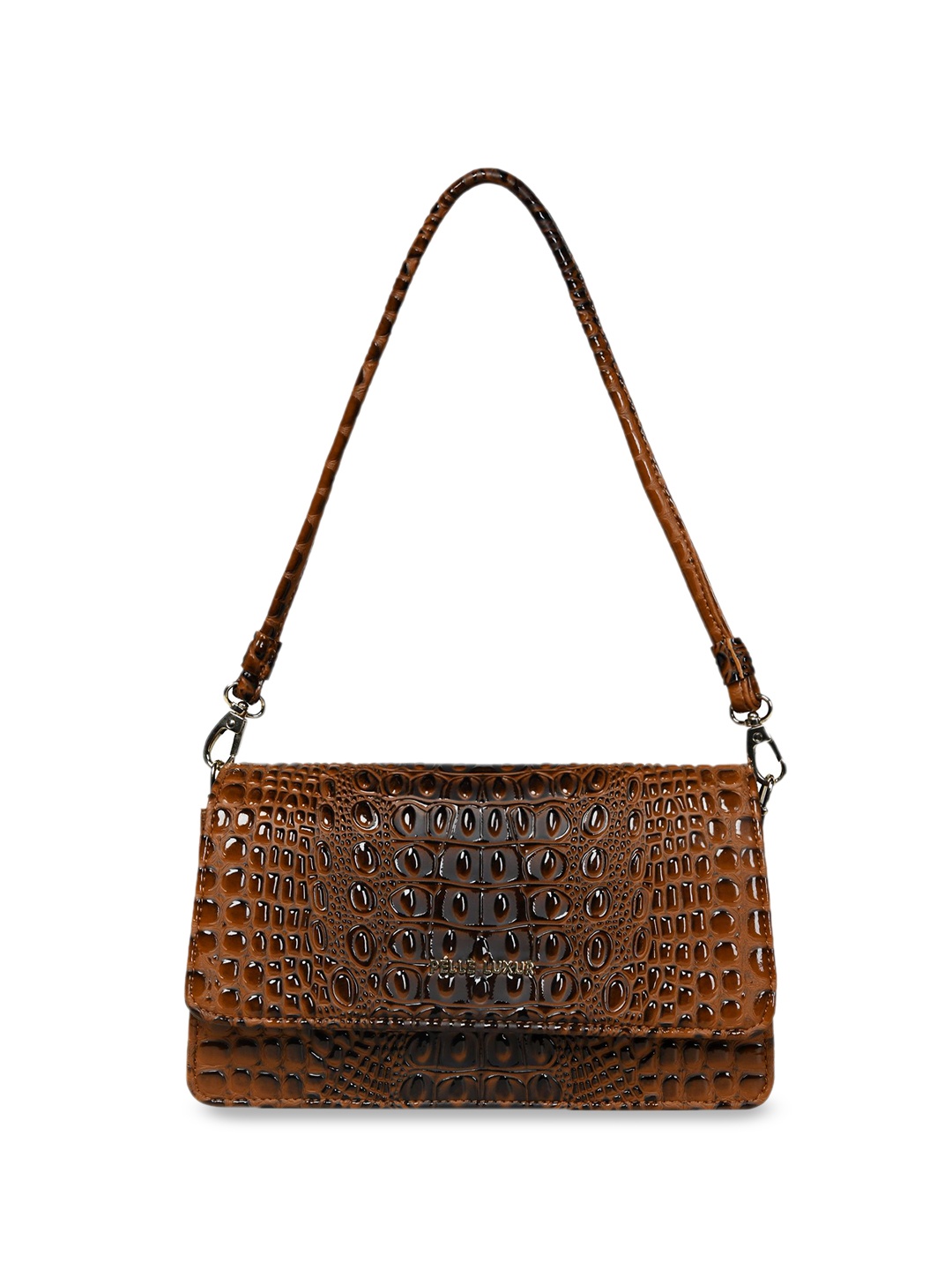 

PELLE LUXUR Textured PU Swagger Sling Bag, Brown