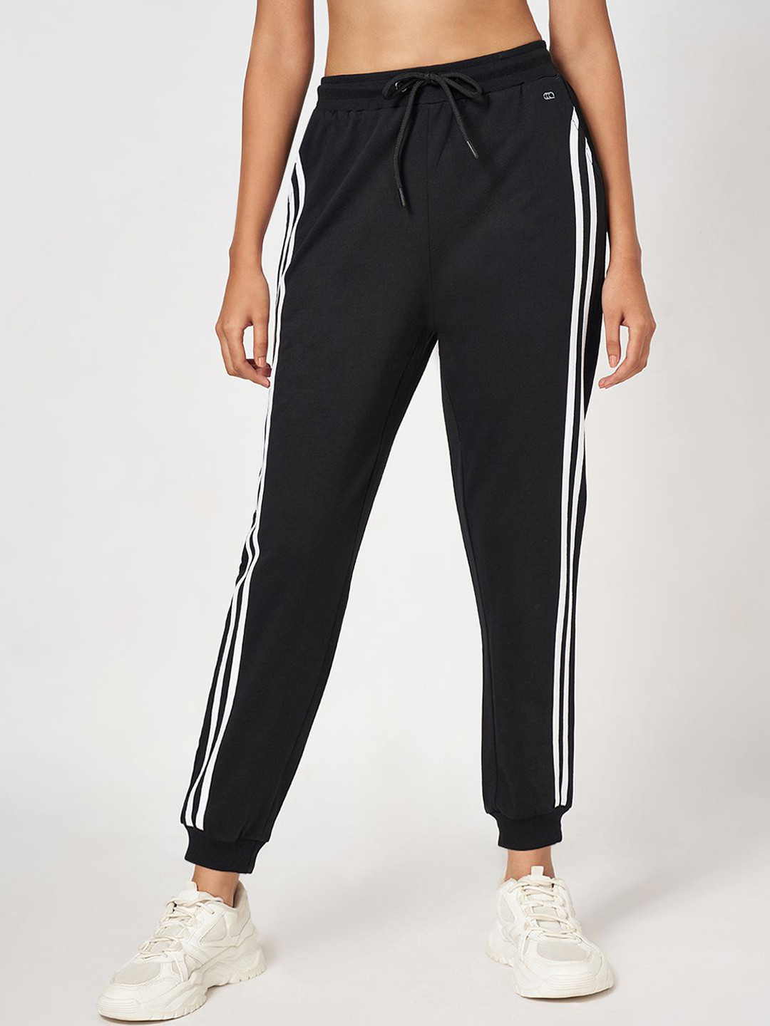 

Ajile by Pantaloons Women Striped Joggers, Black