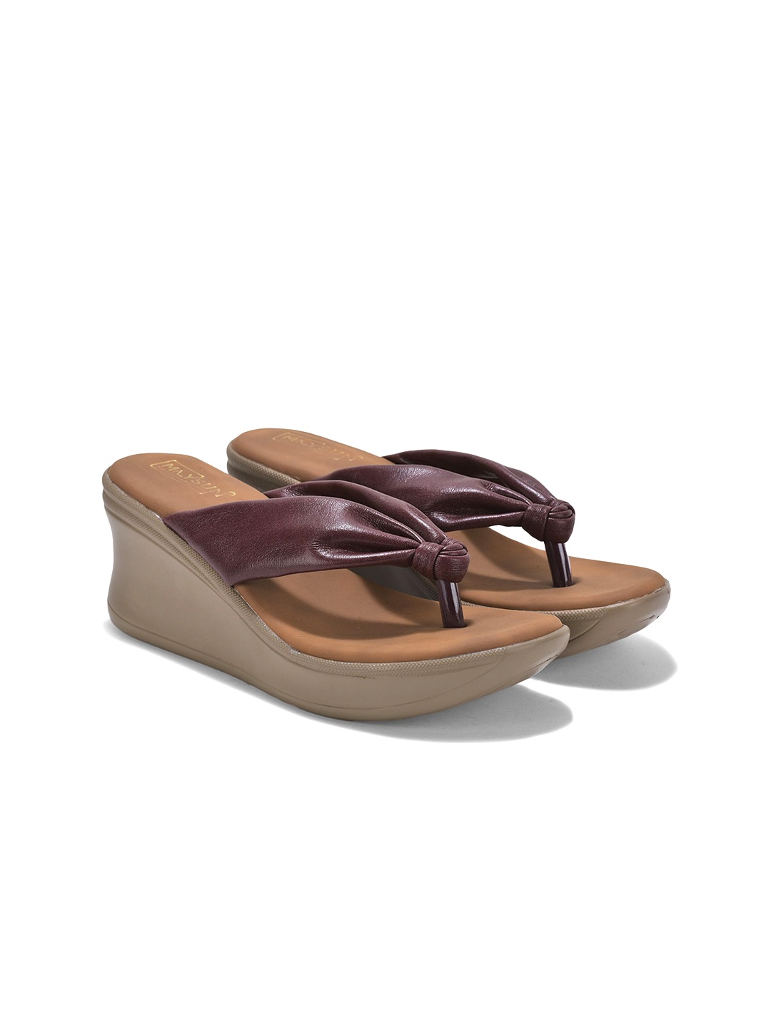 

Maysun Women Knotted Wedges Sandals, Maroon