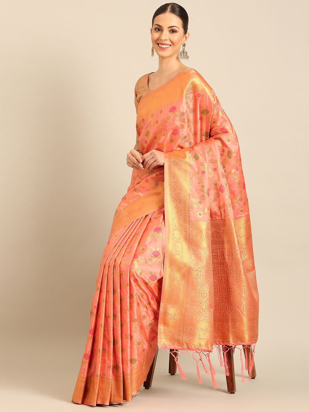 

Exclusiva Woven Design Zari Saree, Pink