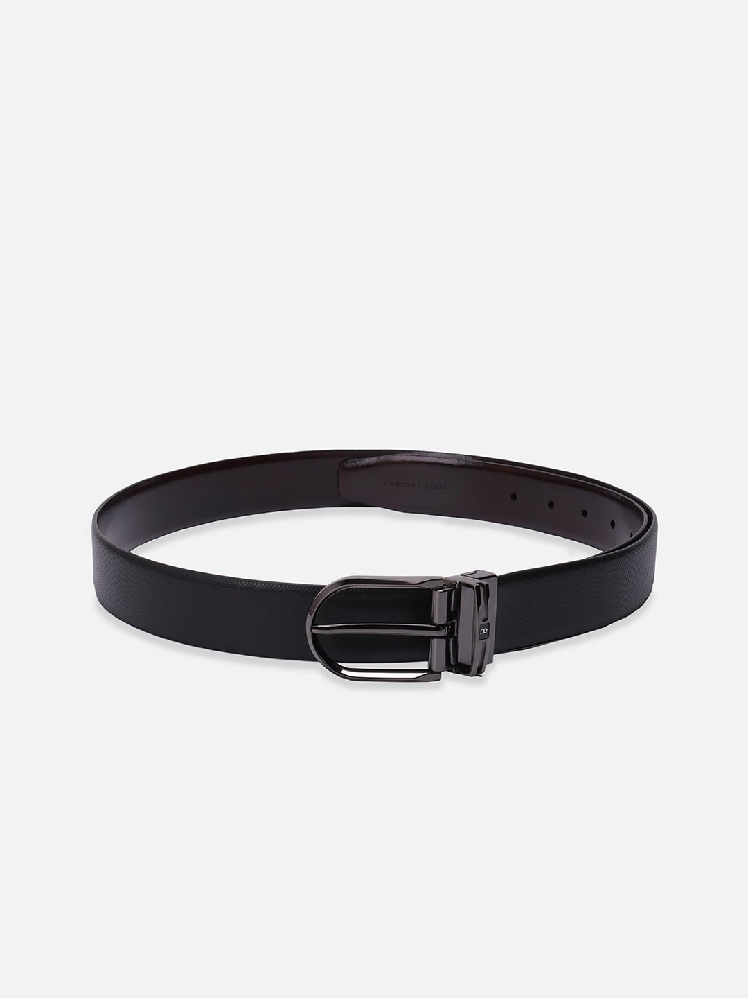 

Peter England Men Textured Tang Closure Leather Reversible Formal Belt, Black